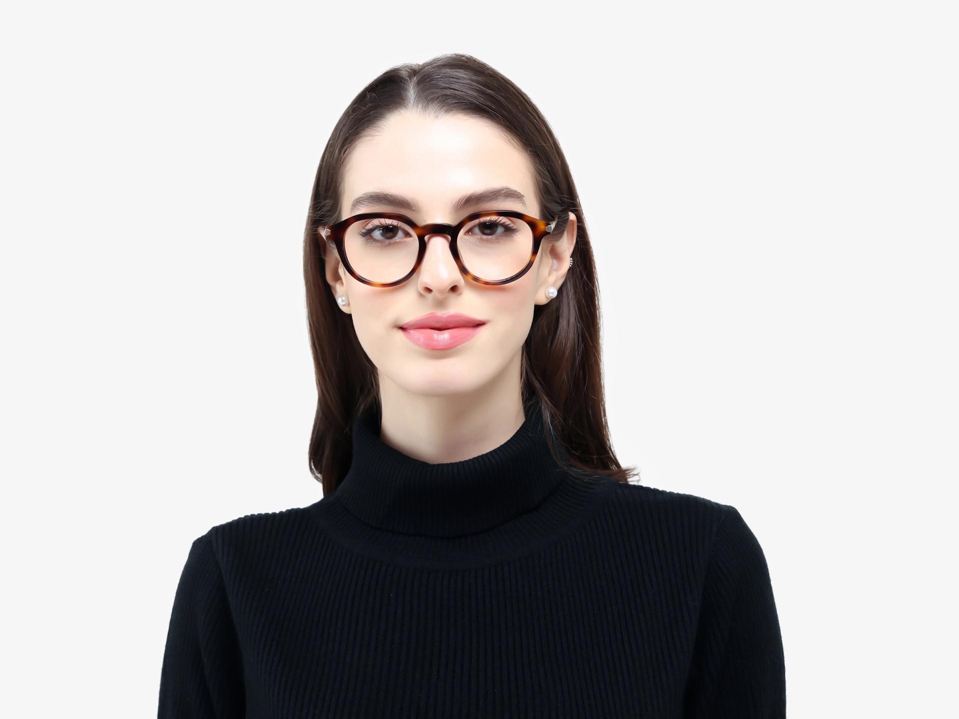 Round Honey Tortoise Keyhole Bridge Glasses-1
