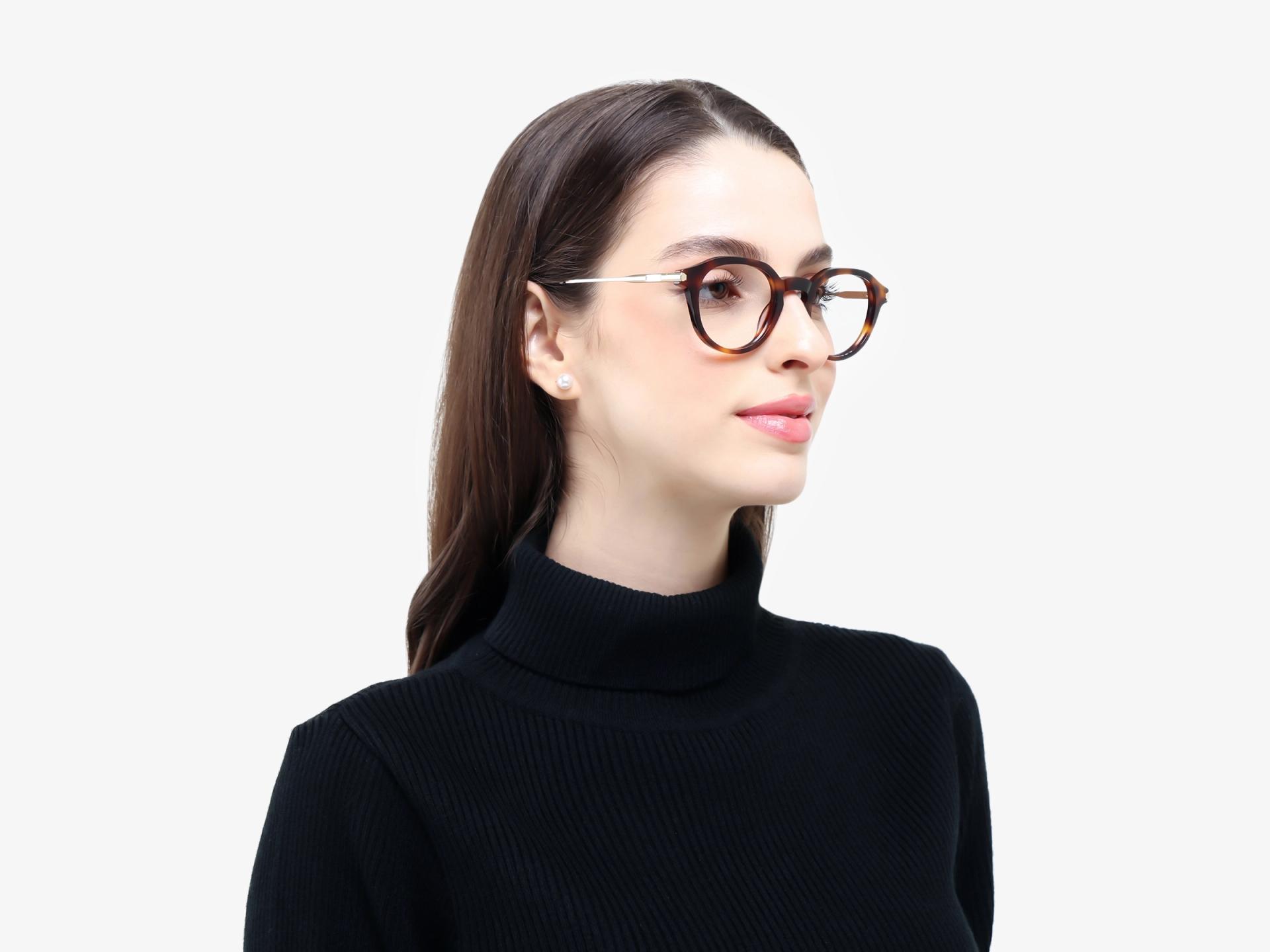 Round Honey Tortoise Keyhole Bridge Glasses-1
