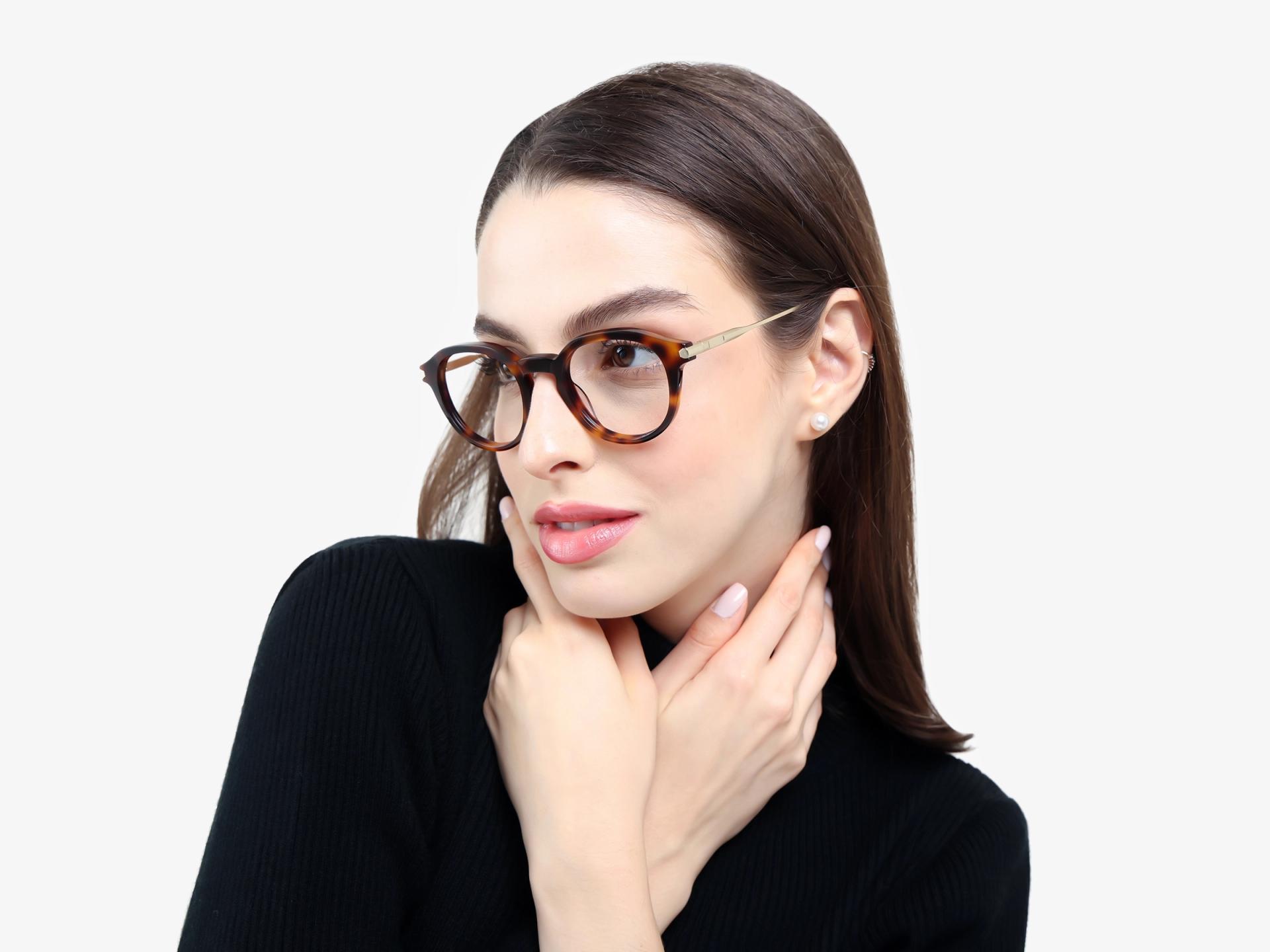 Round Honey Tortoise Keyhole Bridge Glasses-1