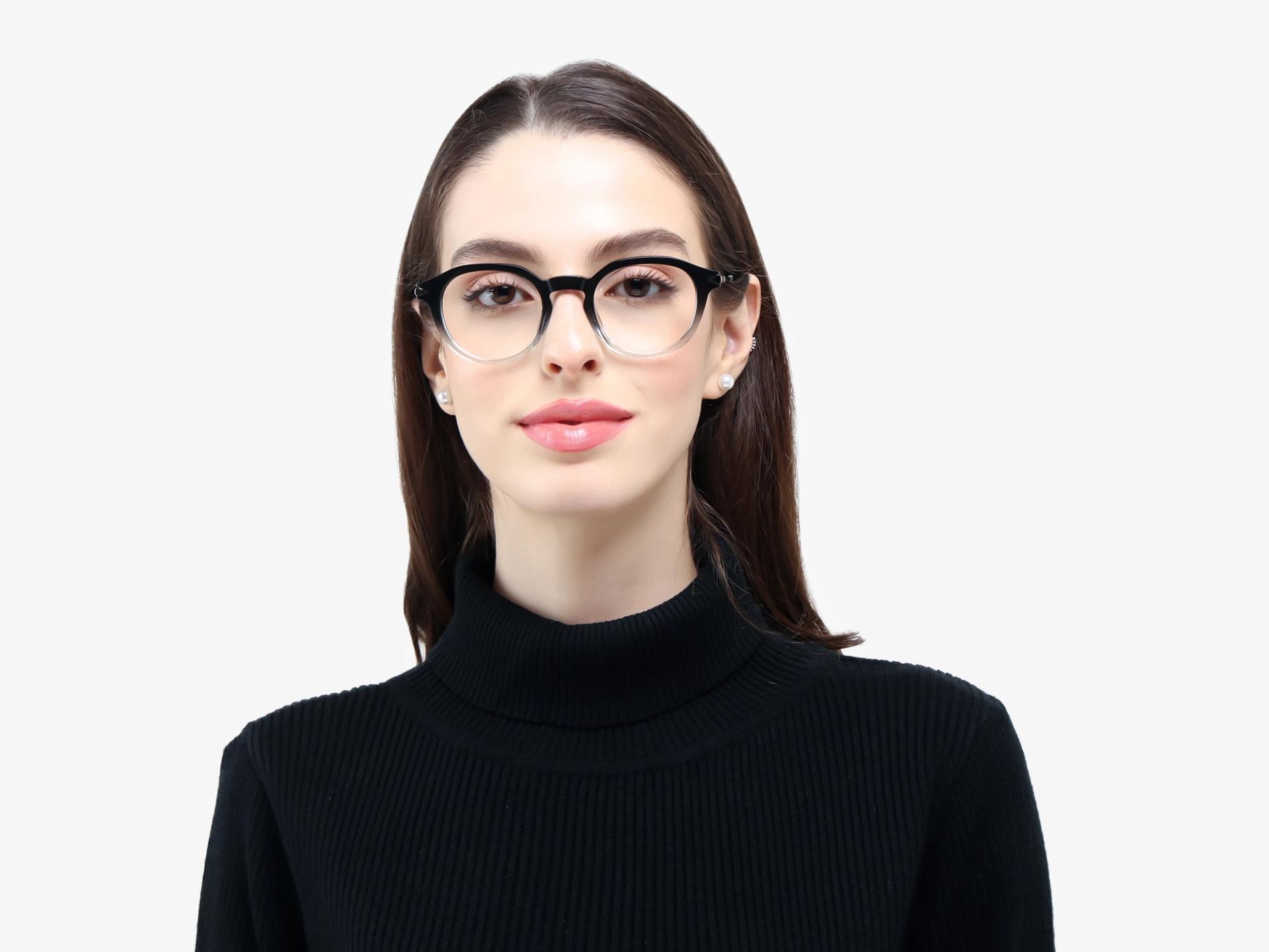 Black & Mint Ombre Round Keyhole Bridge Glasses-1