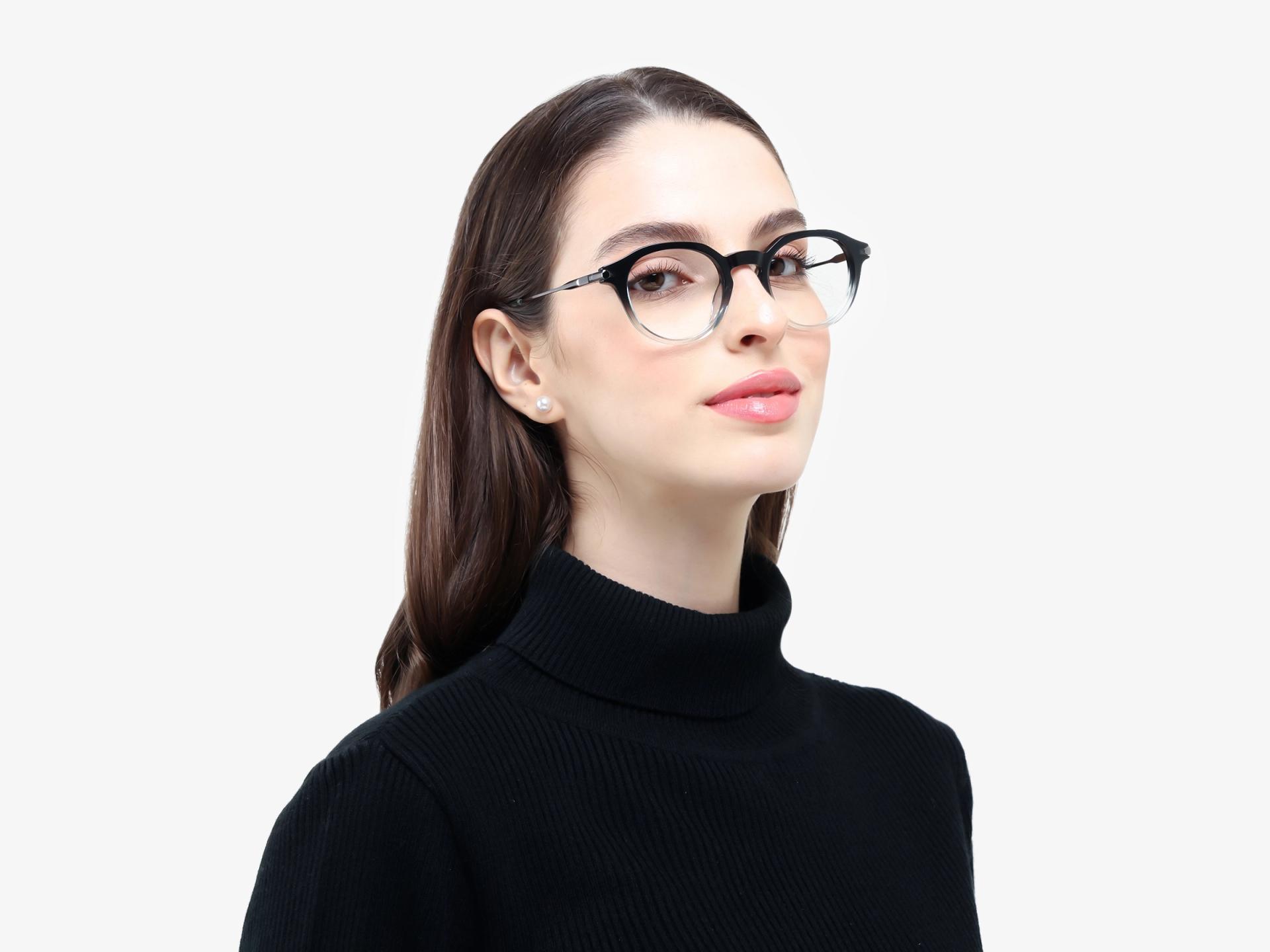 Black & Mint Ombre Round Keyhole Bridge Glasses-1
