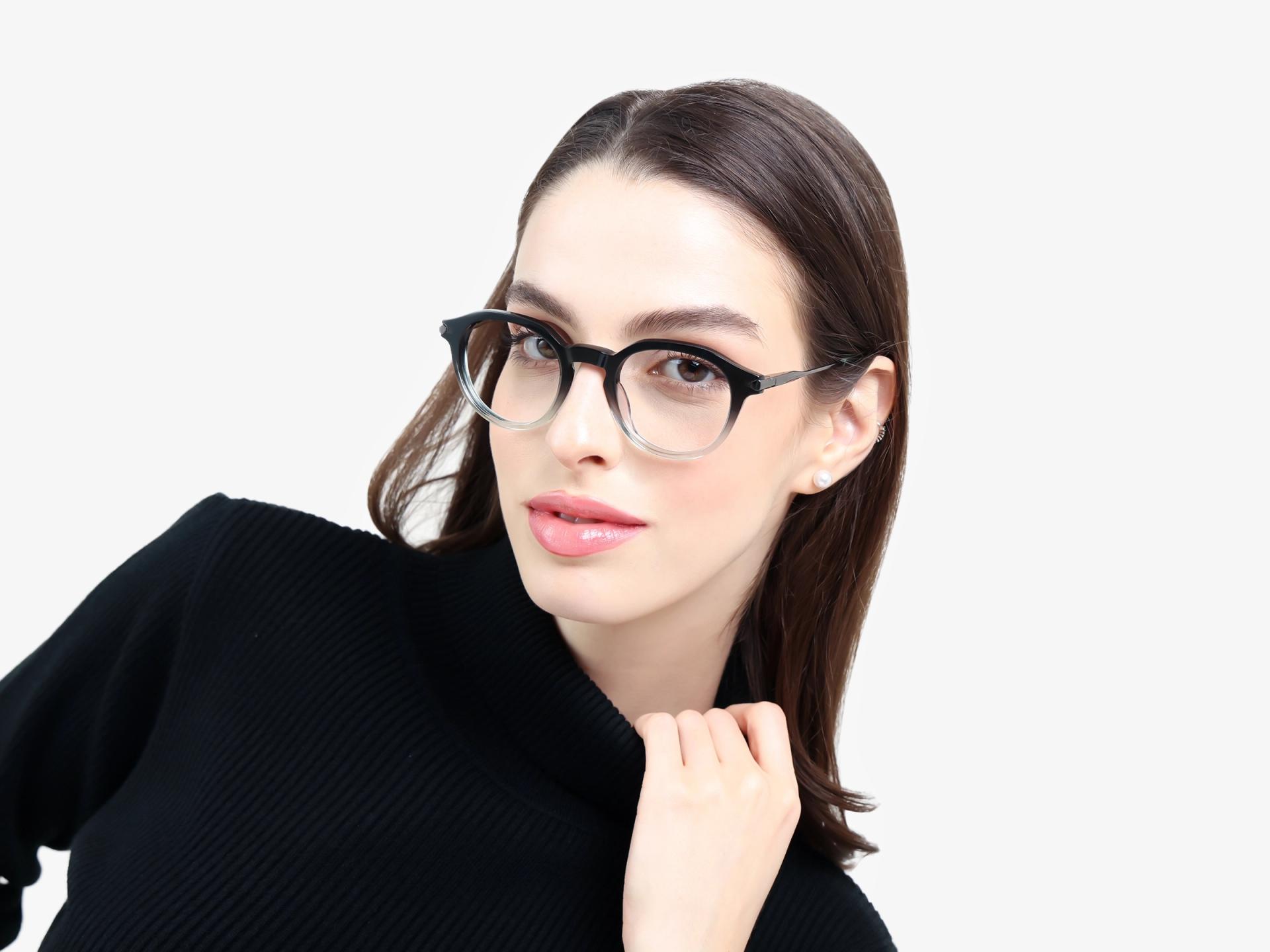 Black & Mint Ombre Round Keyhole Bridge Glasses-1
