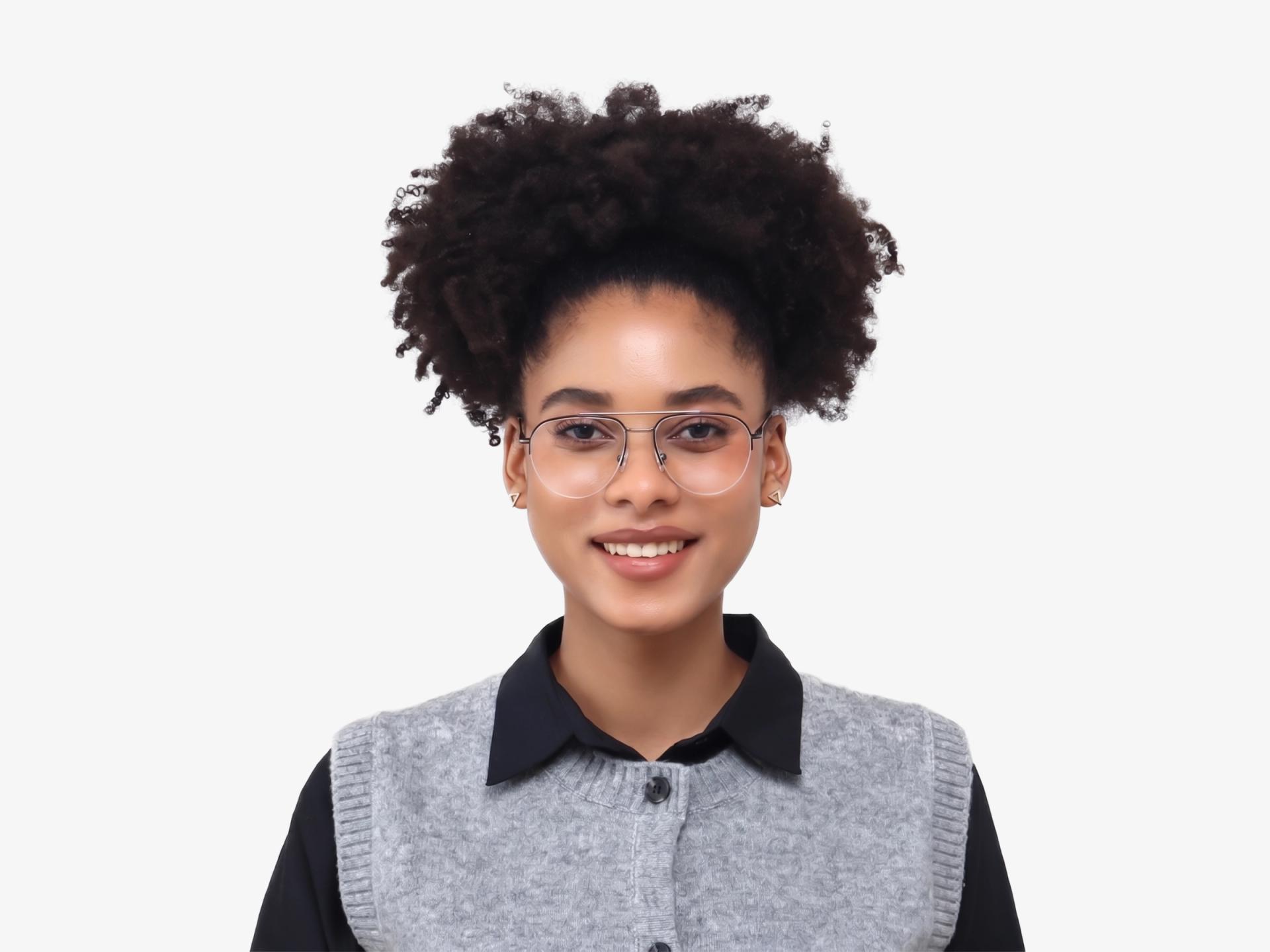 Matte Black Double Bridge Pilot Metal Glasses-1