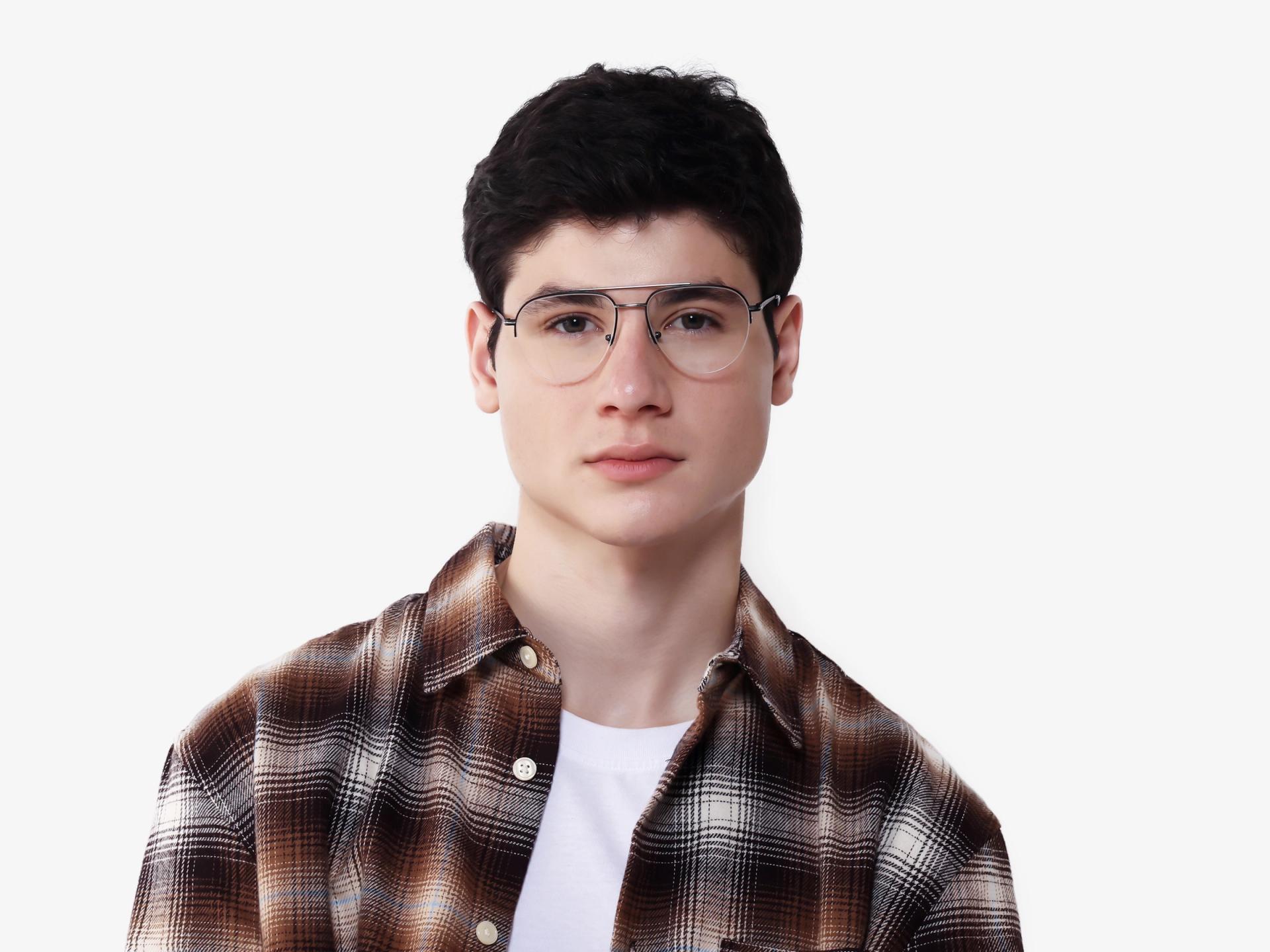 Gunmetal Double Bridge Pilot Metal Glasses-1