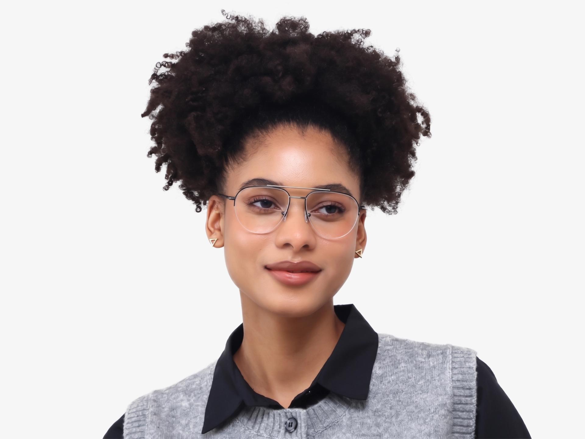 Gunmetal Double Bridge Pilot Metal Glasses-1