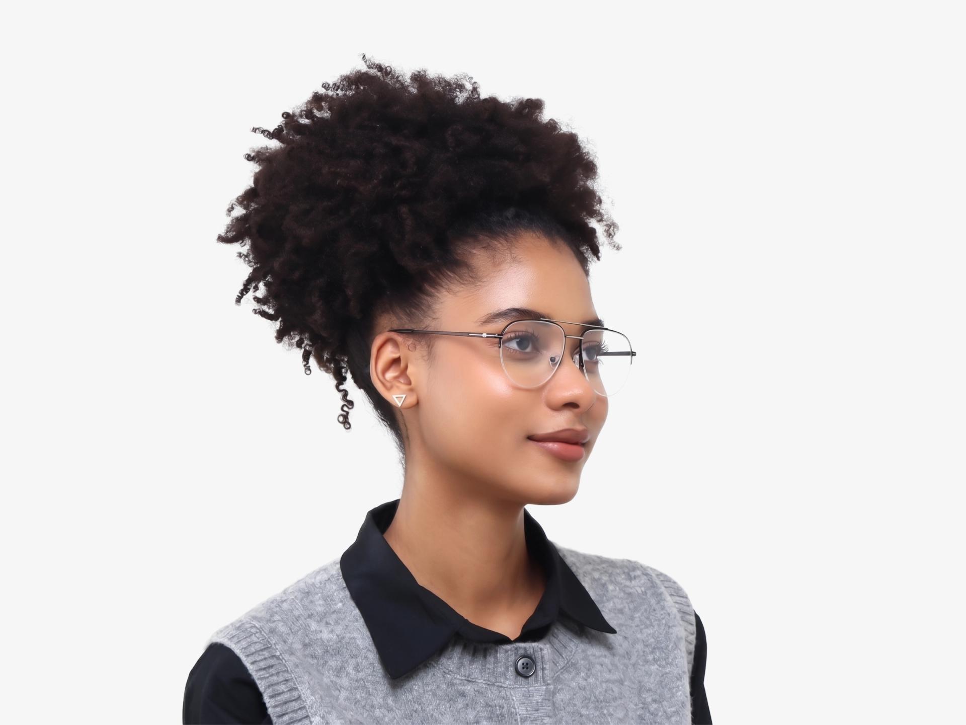 Gunmetal Double Bridge Pilot Metal Glasses-1