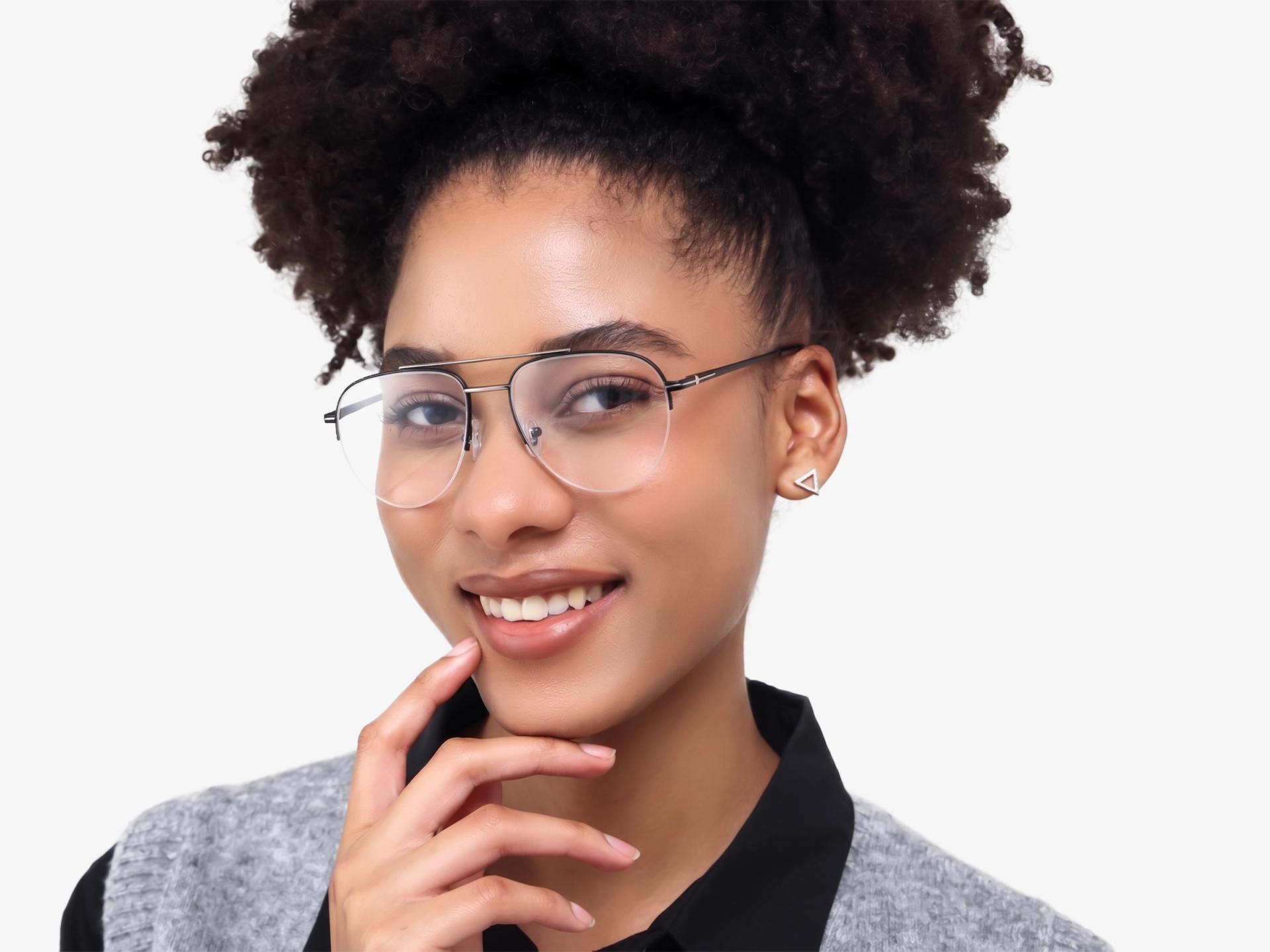 Gunmetal Double Bridge Pilot Metal Glasses-1