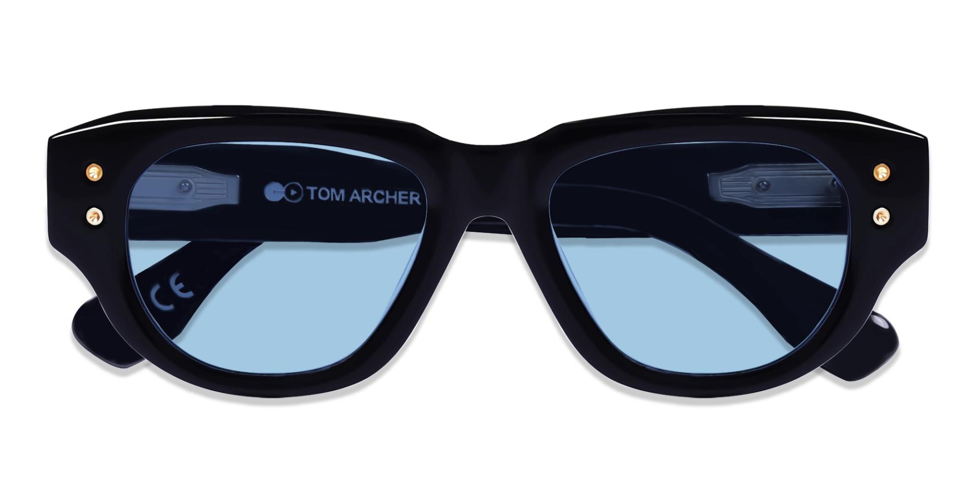 Funky Black Frame With Light Blue Tint Sunglasses