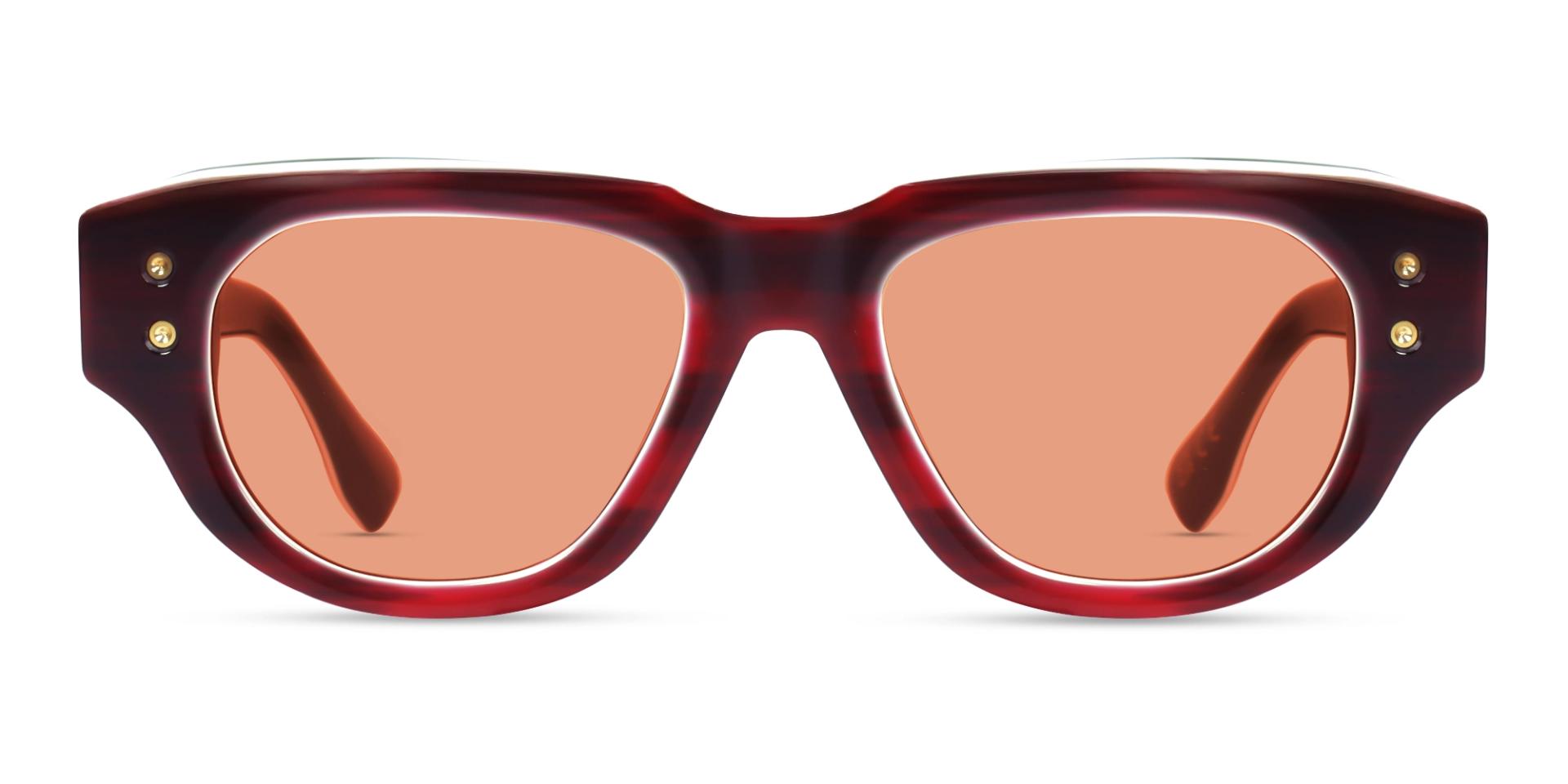 Bright Red Funky Frame With Brown Tint Sunglasses