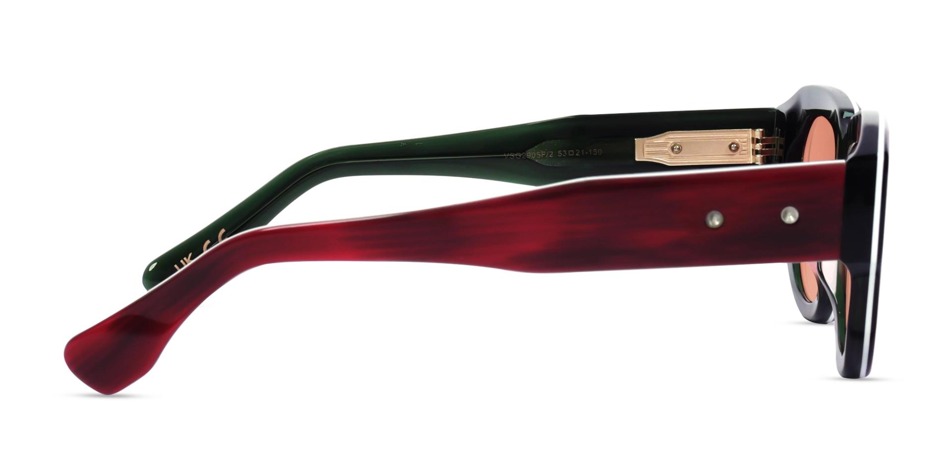 Bright Red Funky Frame With Brown Tint Sunglasses