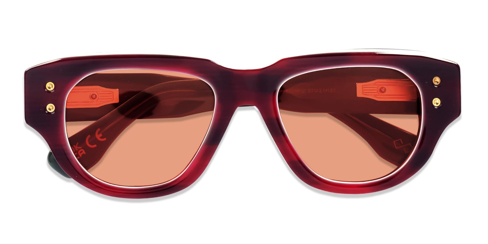 Bright Red Funky Frame With Brown Tint Sunglasses