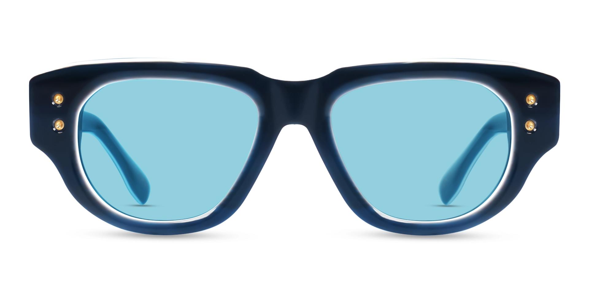 Oversized Navy Blue Frame With Blue Tint Sunglasses