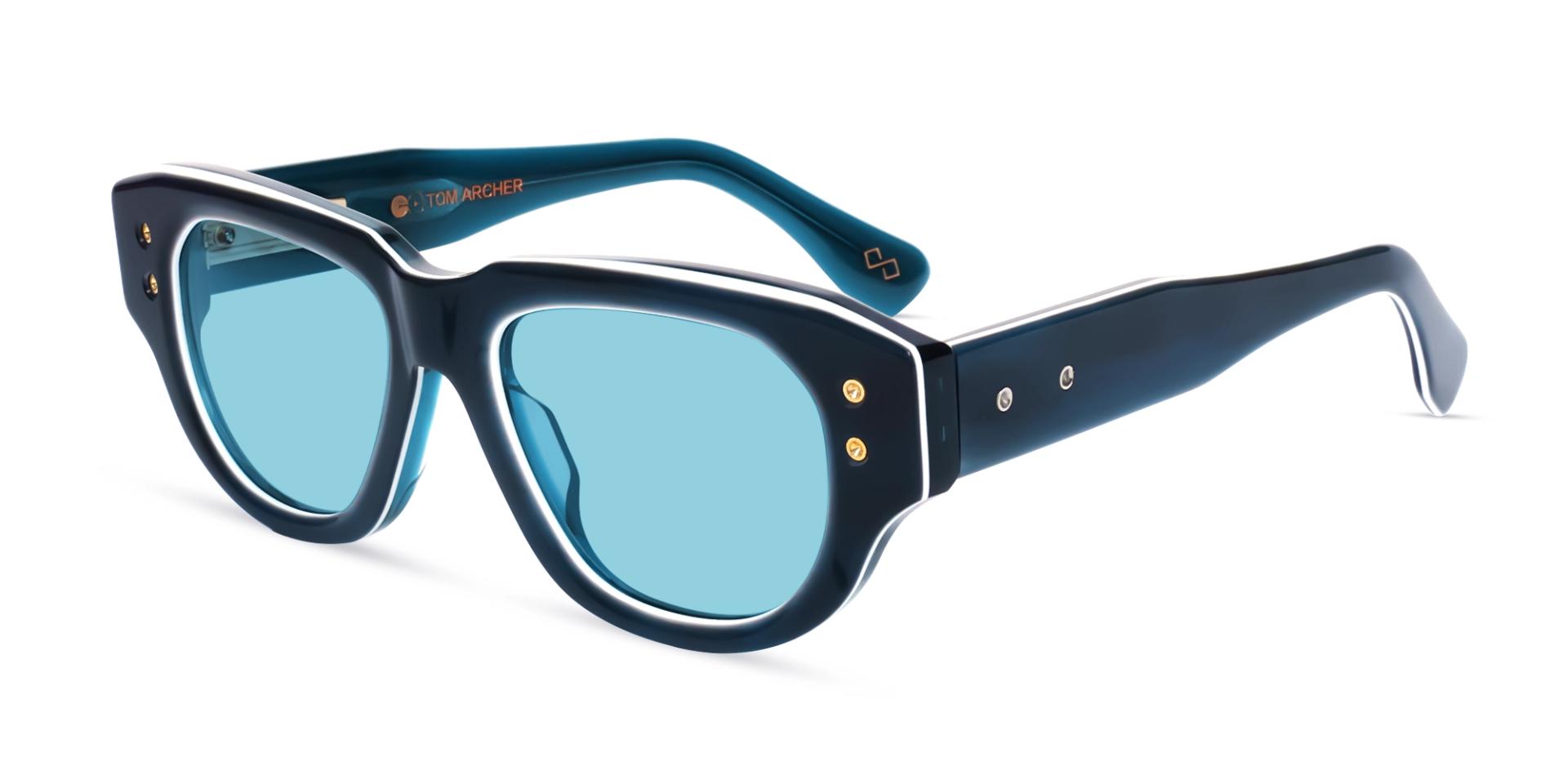 Oversized Navy Blue Frame With Blue Tint Sunglasses