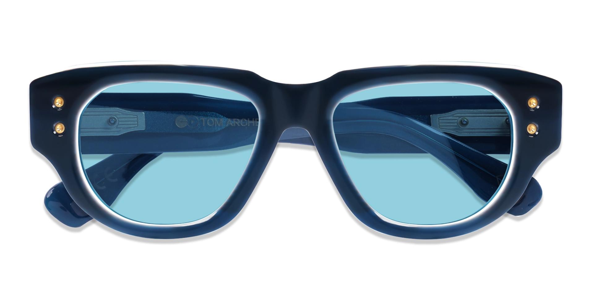 Oversized Navy Blue Frame With Blue Tint Sunglasses