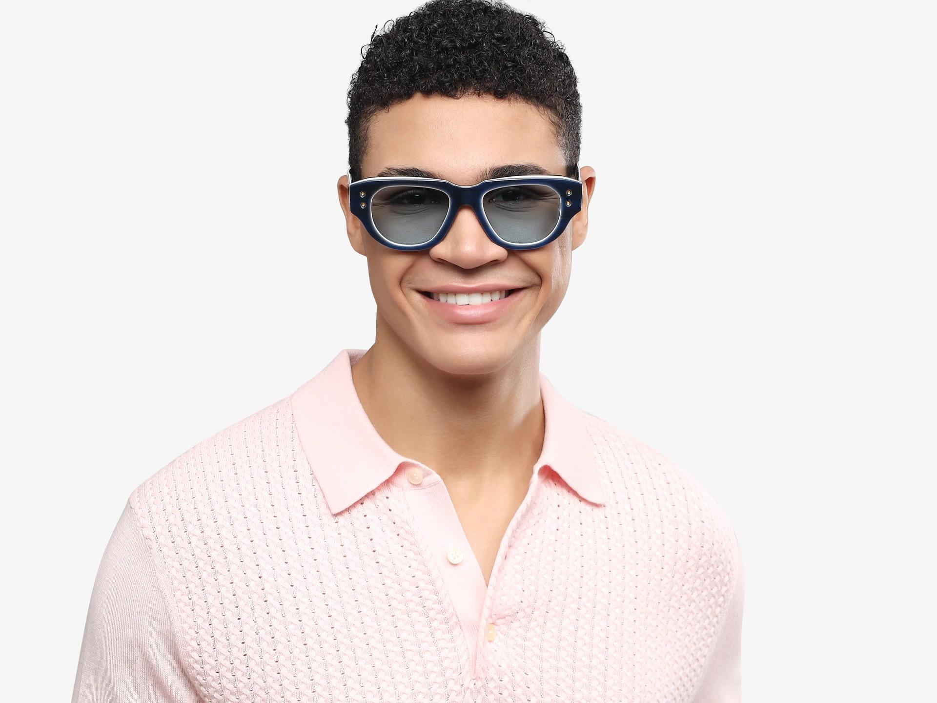 Oversized Navy Blue Frame With Blue Tint Sunglasses