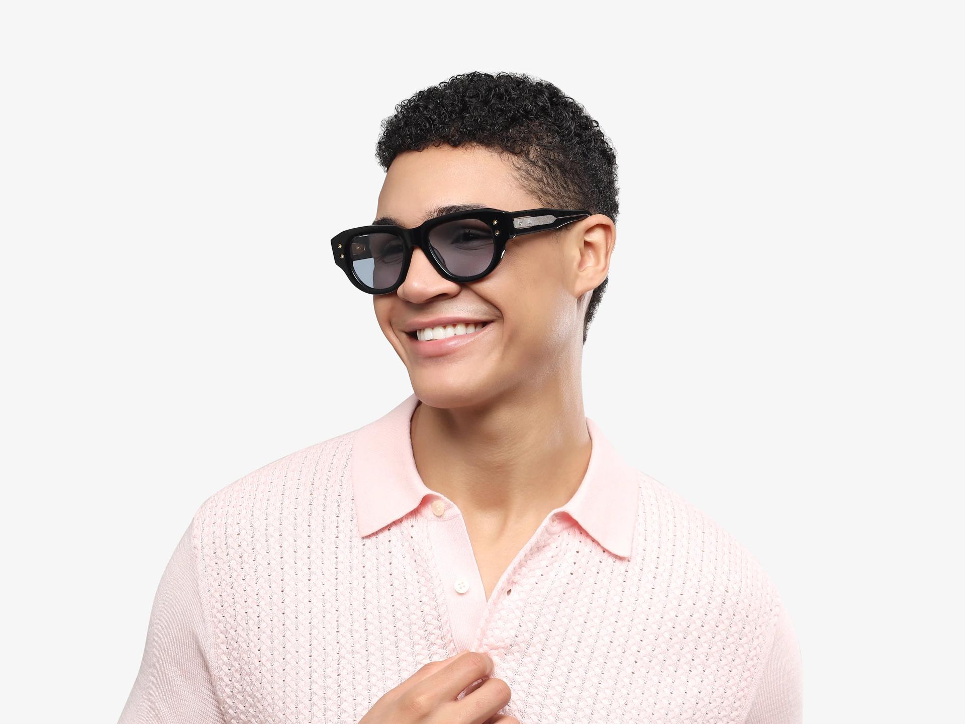 Funky Black Frame With Light Blue Tint Sunglasses