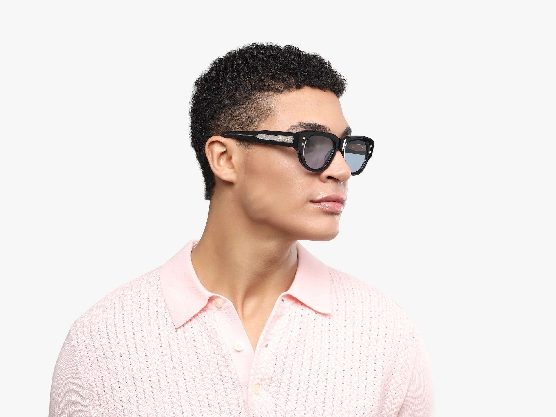 Funky Black Frame With Light Blue Tint Sunglasses