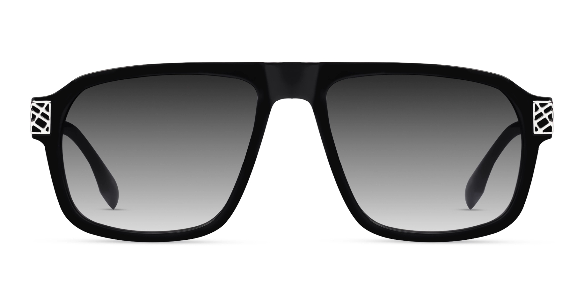 Black & Silver Retro Square Sunglasses With Grey Tint Black & Silver Retro Square Sunglasses With Grey Tint