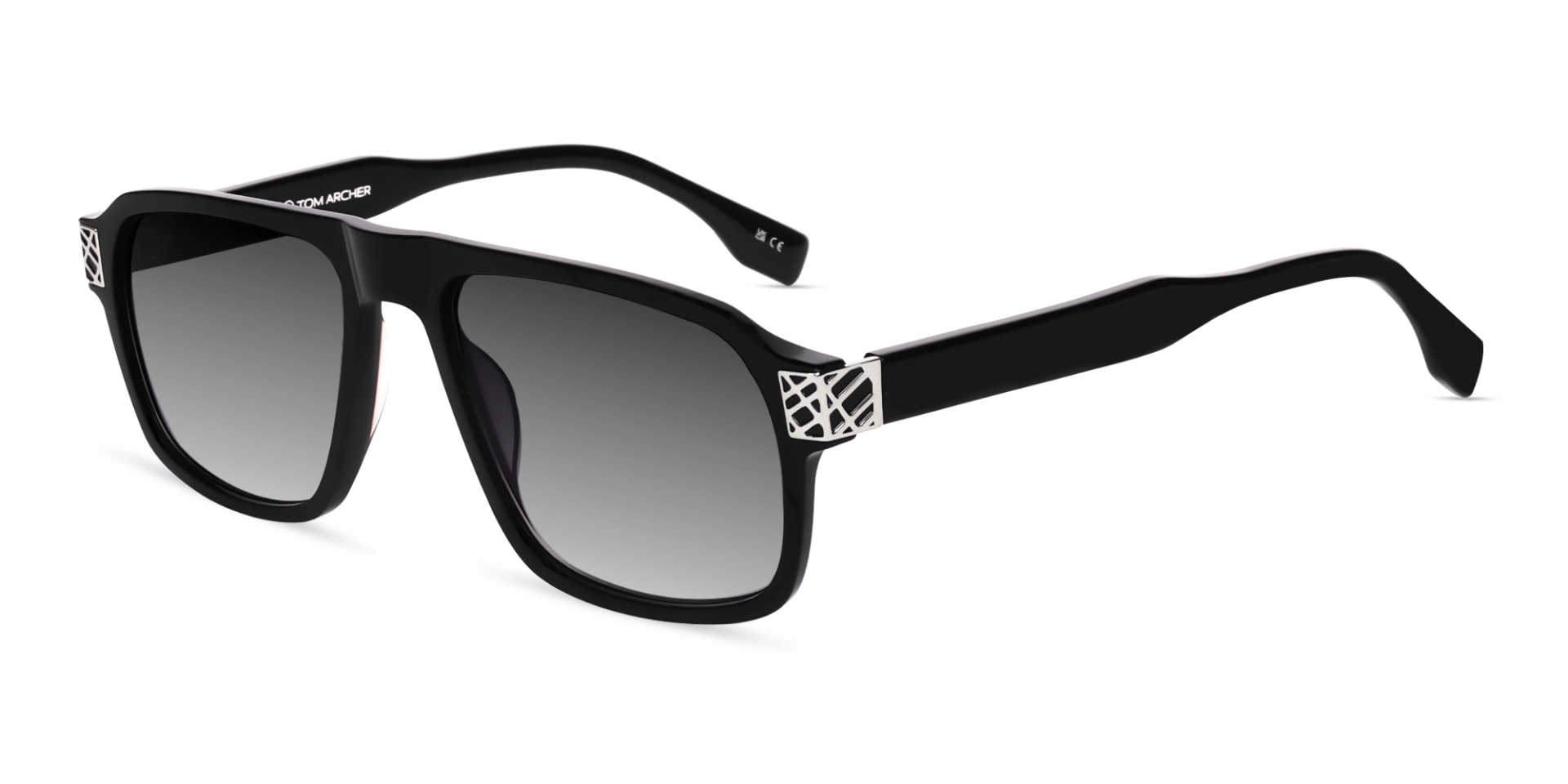 Black & Silver Retro Square Sunglasses With Grey Tint Black & Silver Retro Square Sunglasses With Grey Tint