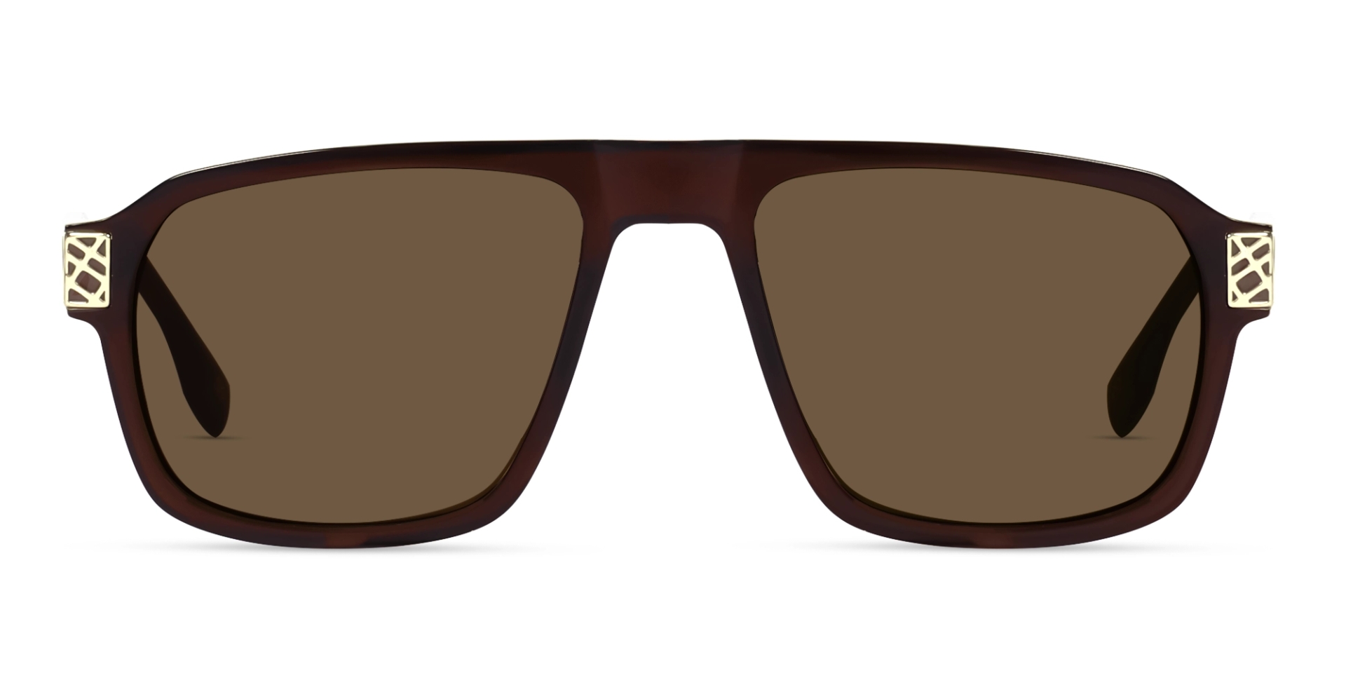 Crystal Brown Flat Top Frame Glasses With Brown Tint Sunglasses