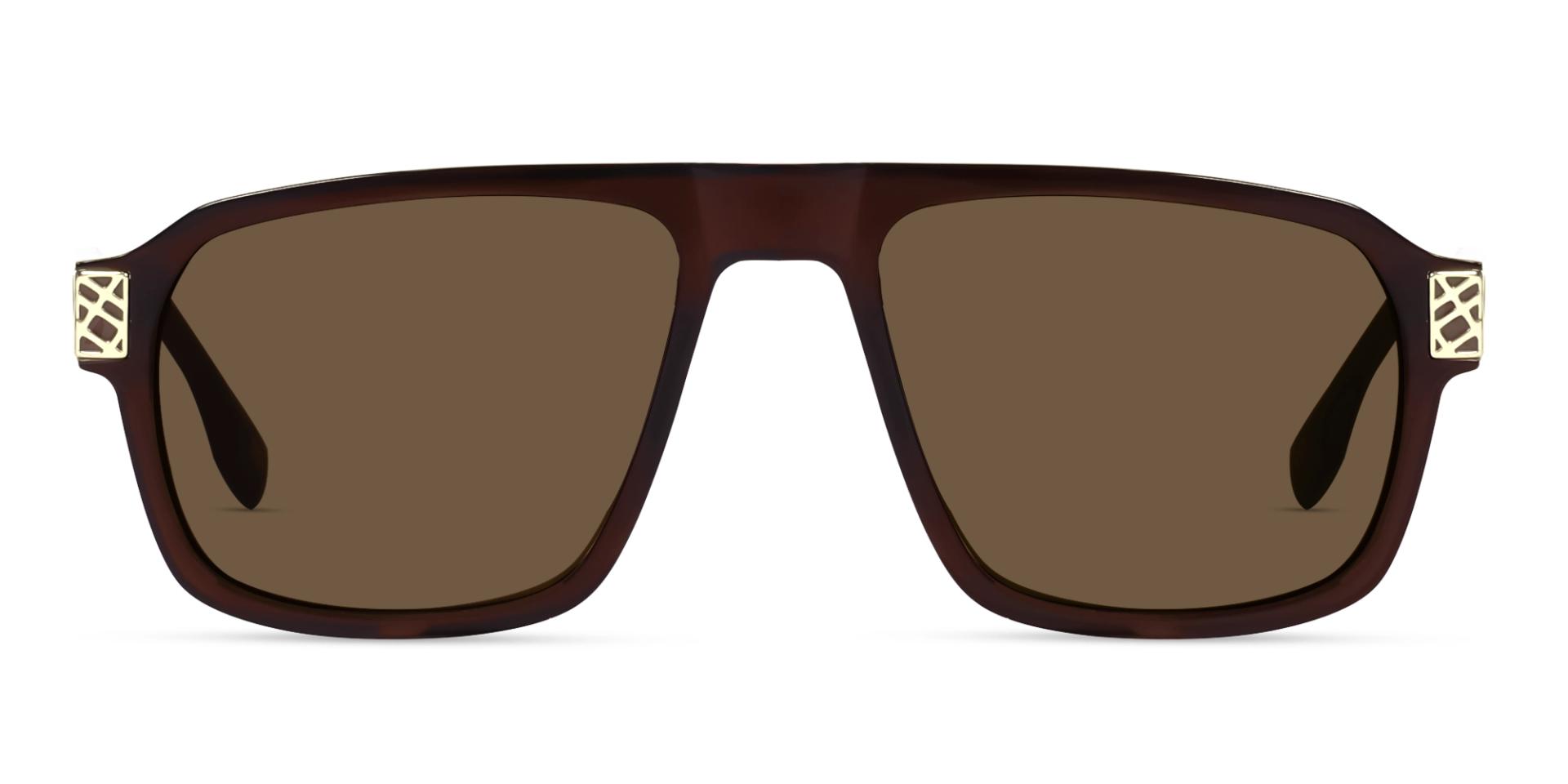Crystal Brown Flat Top Frame Glasses With Brown Tint Sunglasses