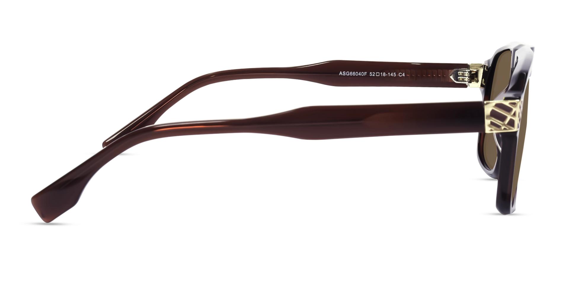 Crystal Brown Flat Top Frame Glasses With Brown Tint Sunglasses