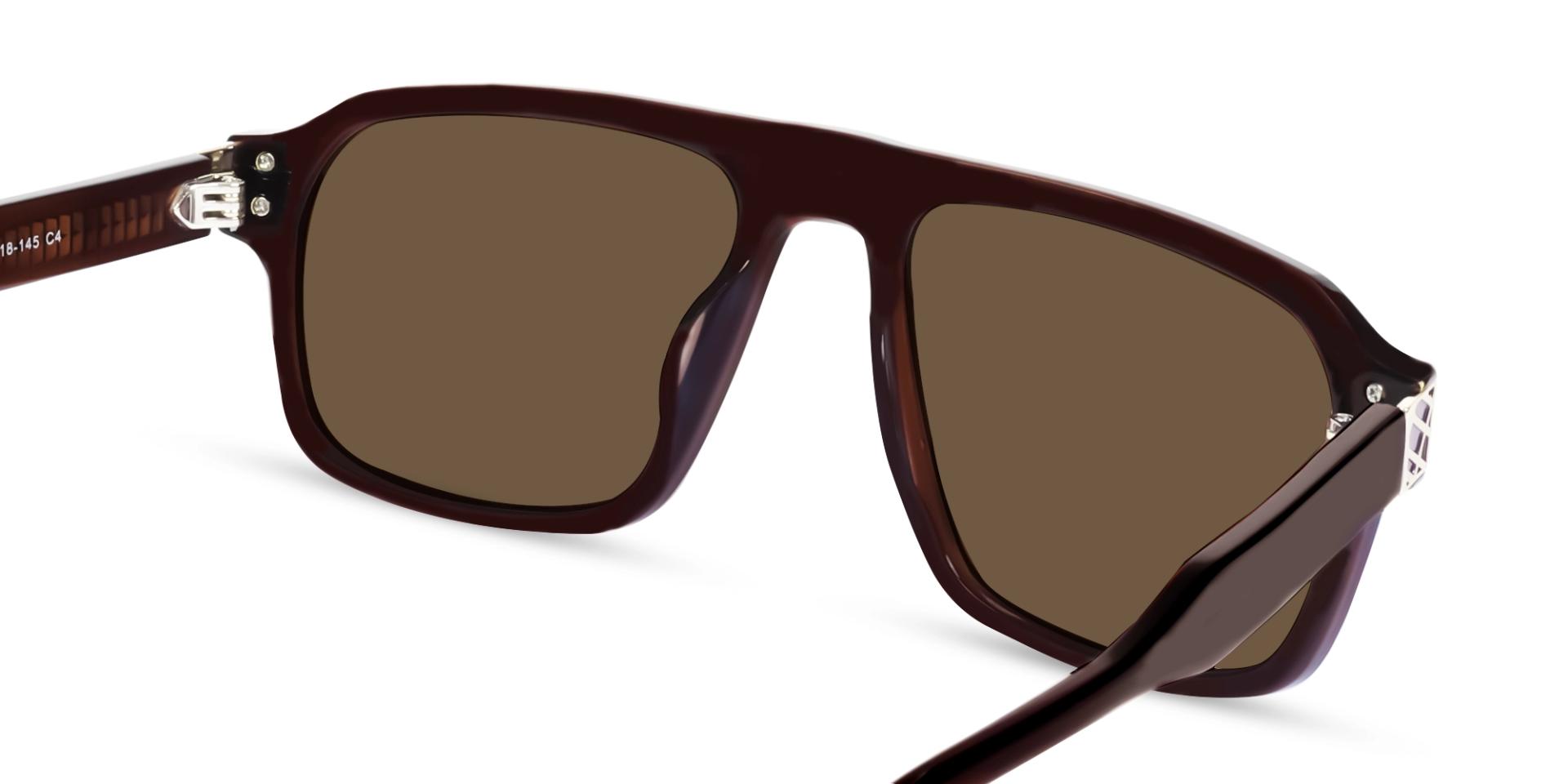 Crystal Brown Flat Top Frame Glasses With Brown Tint Sunglasses