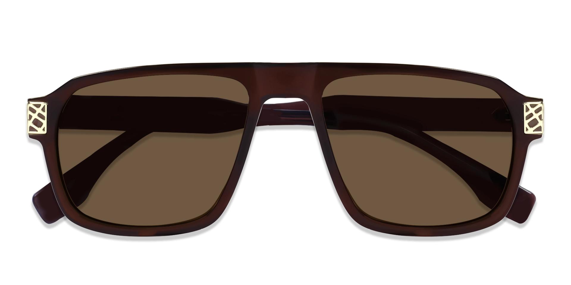 Crystal Brown Flat Top Frame Glasses With Brown Tint Sunglasses