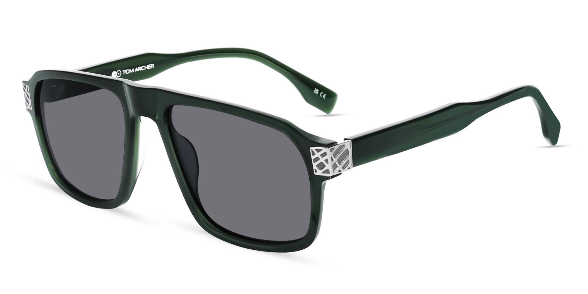 Crystal Green Square Shaped Sunglasses