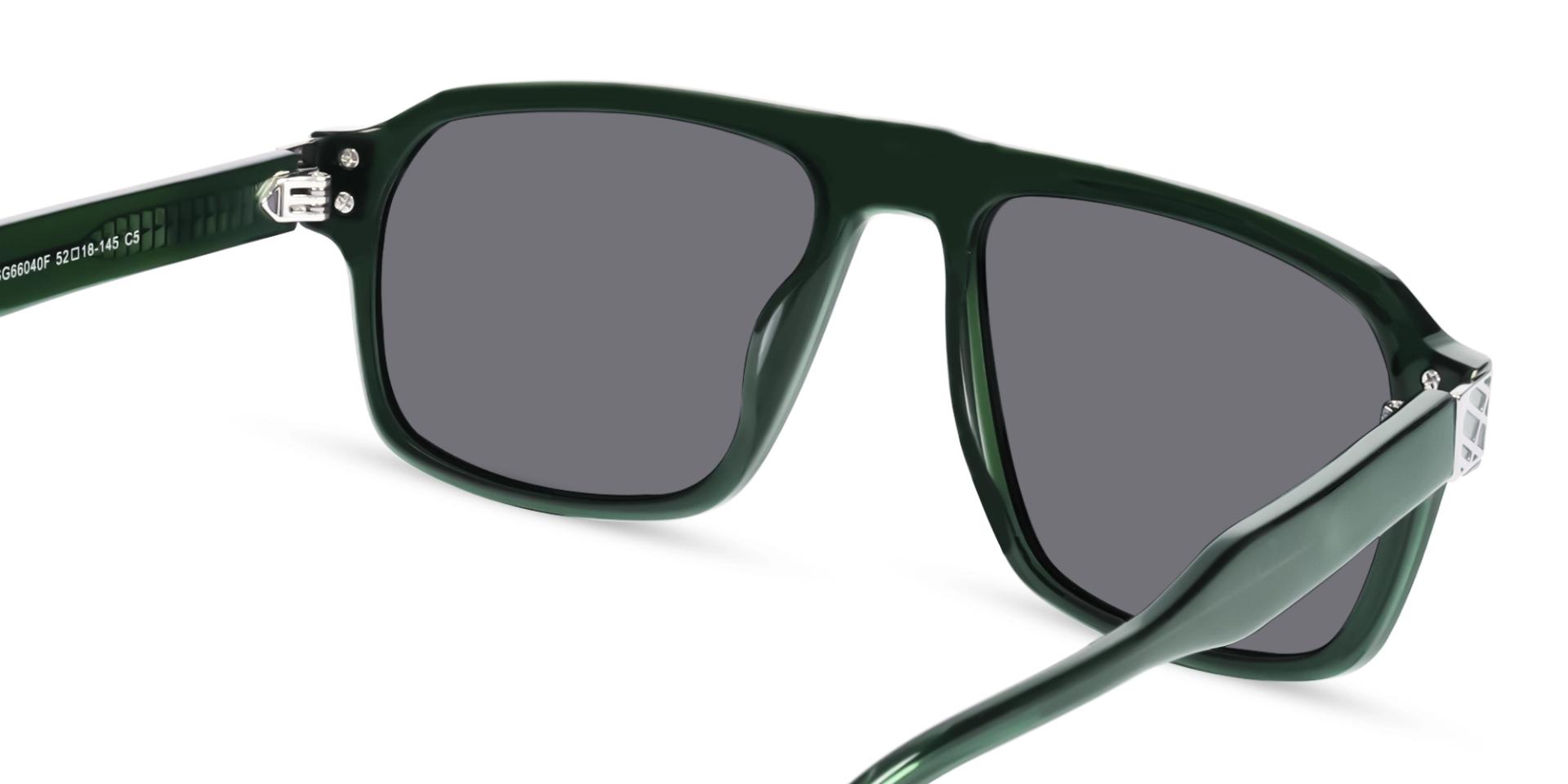 Crystal Green Square Shaped Sunglasses