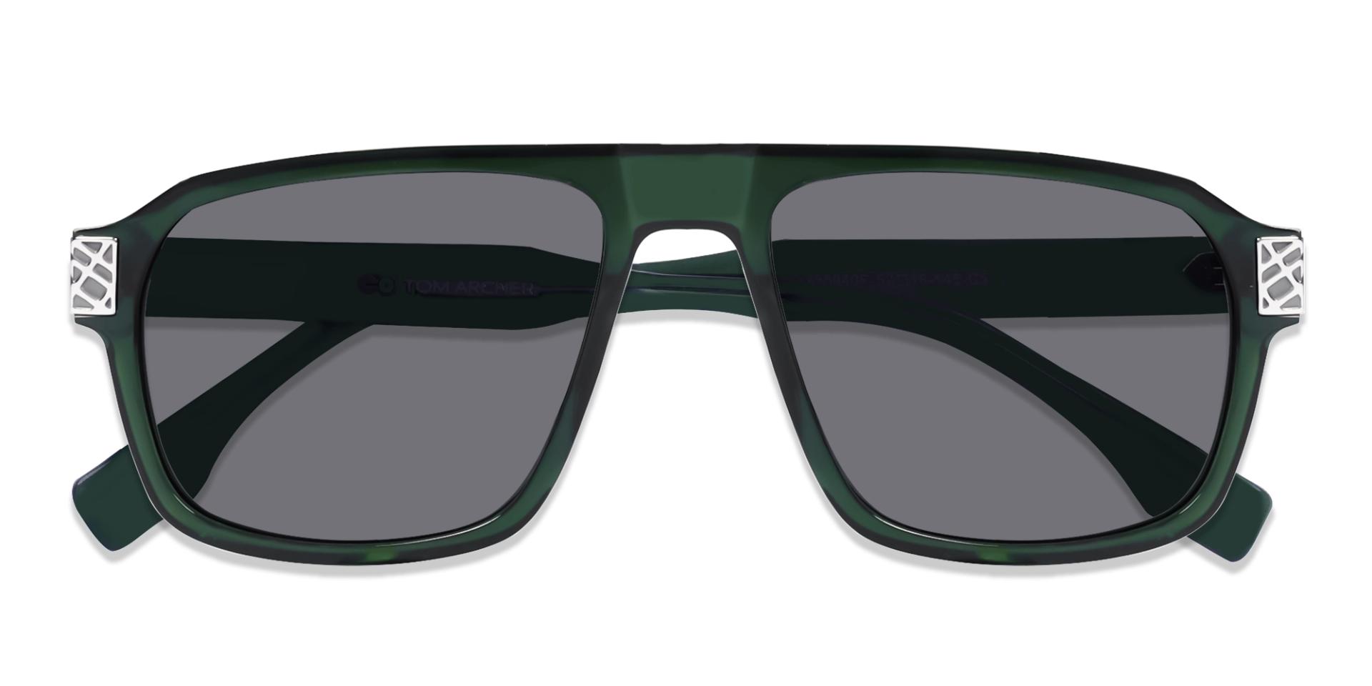 Crystal Green Square Shaped Sunglasses