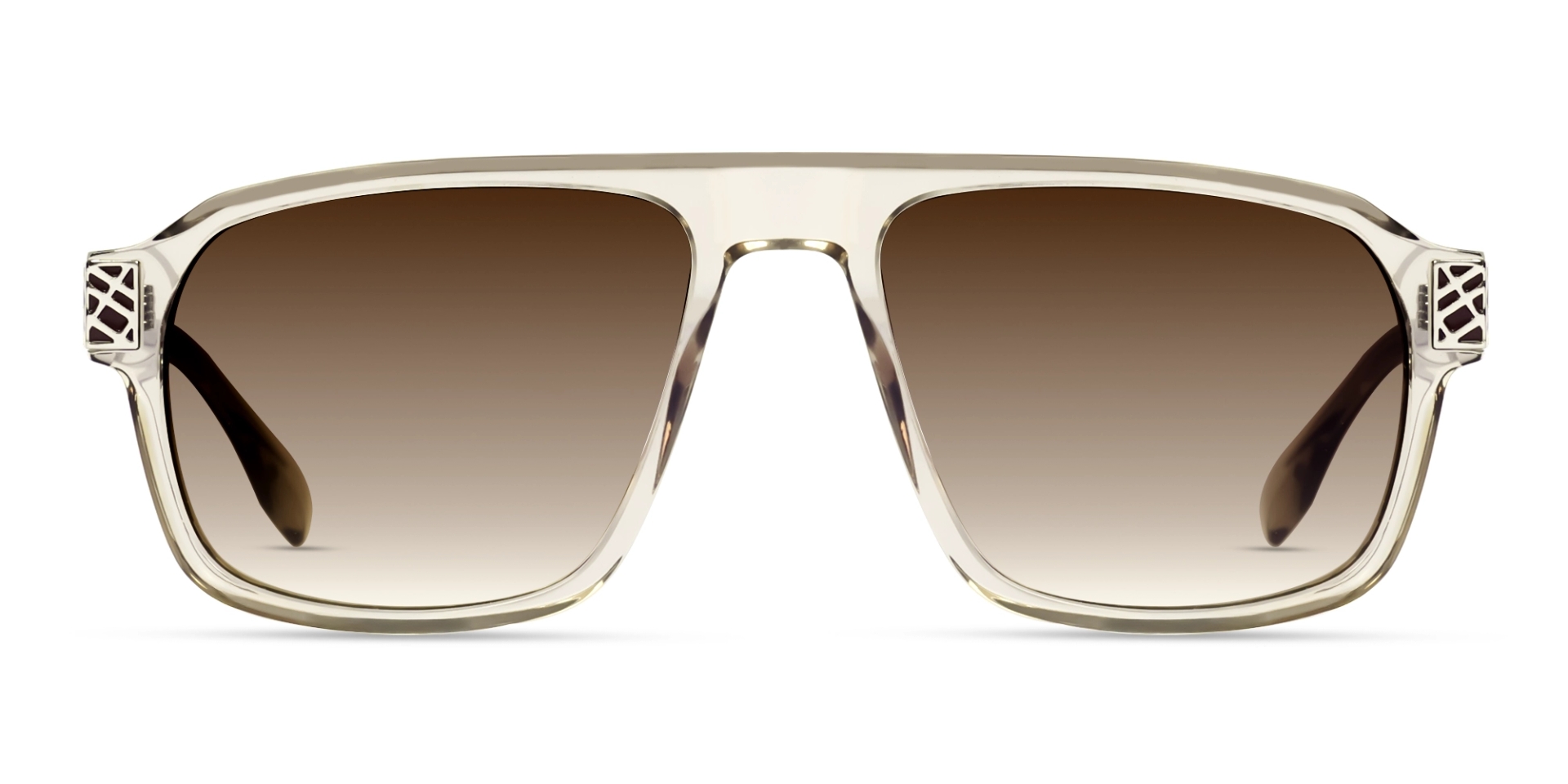 Crystal Beige Flat Top Frame With Brown Tint Sunglasses