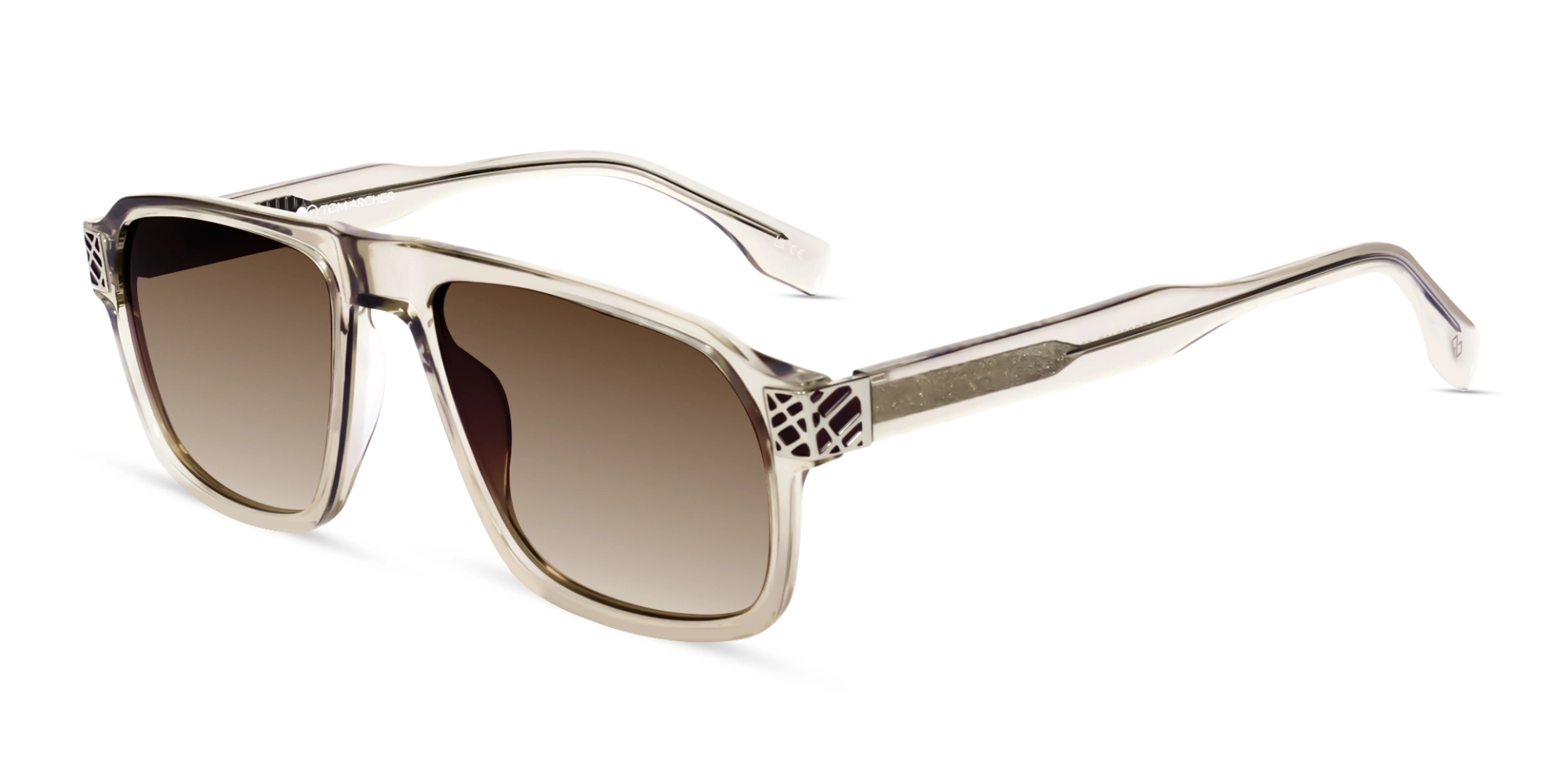 Crystal Beige Flat Top Frame With Brown Tint Sunglasses