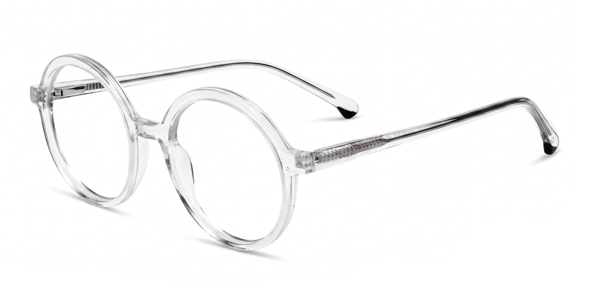 Transparent Round Acetate Unisex Glasses with Spring Hinges Transparent Round Acetate Unisex Glasses with Spring Hinges