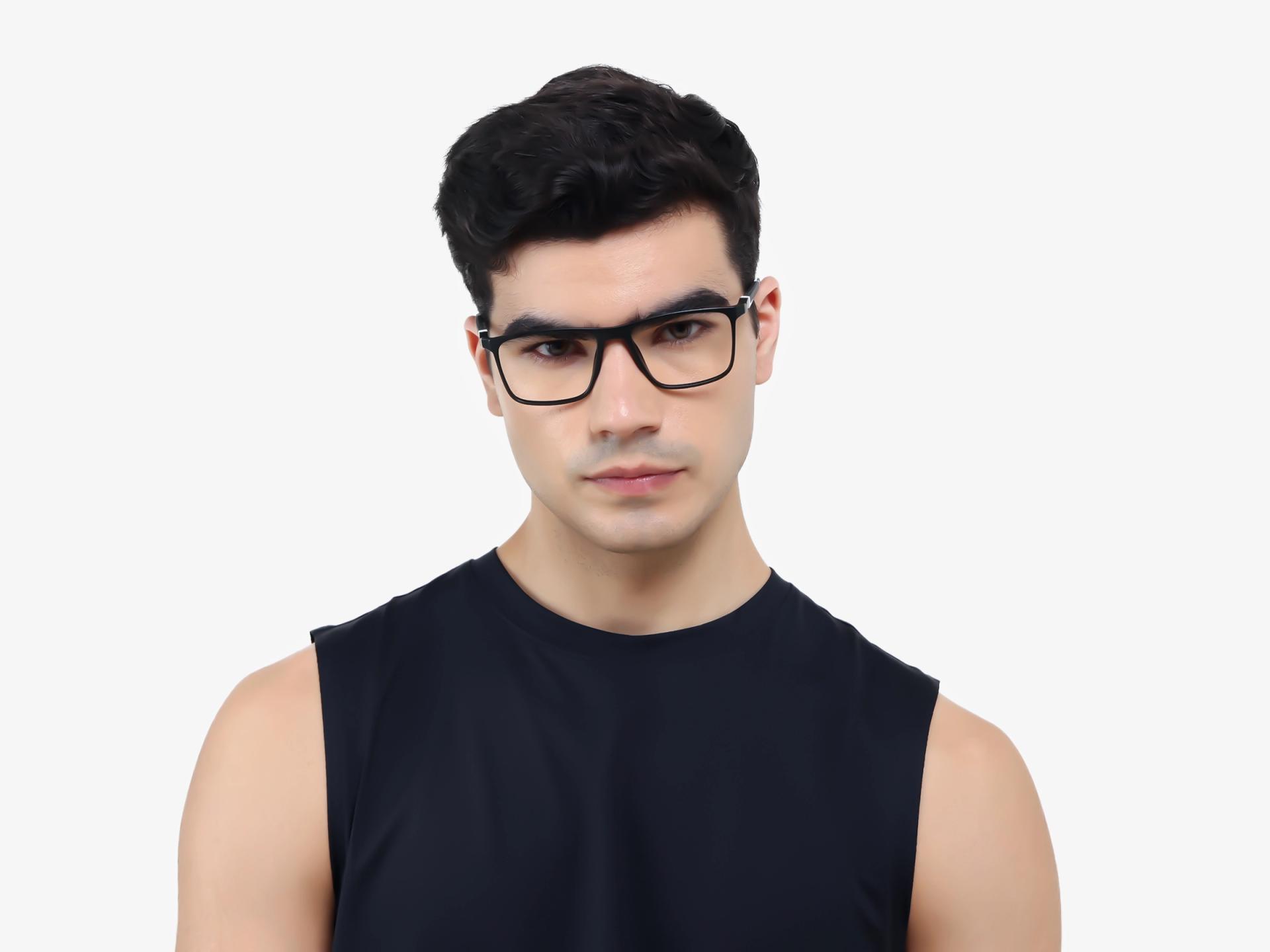 Black & White Sports Square Fullrim Glasses-1