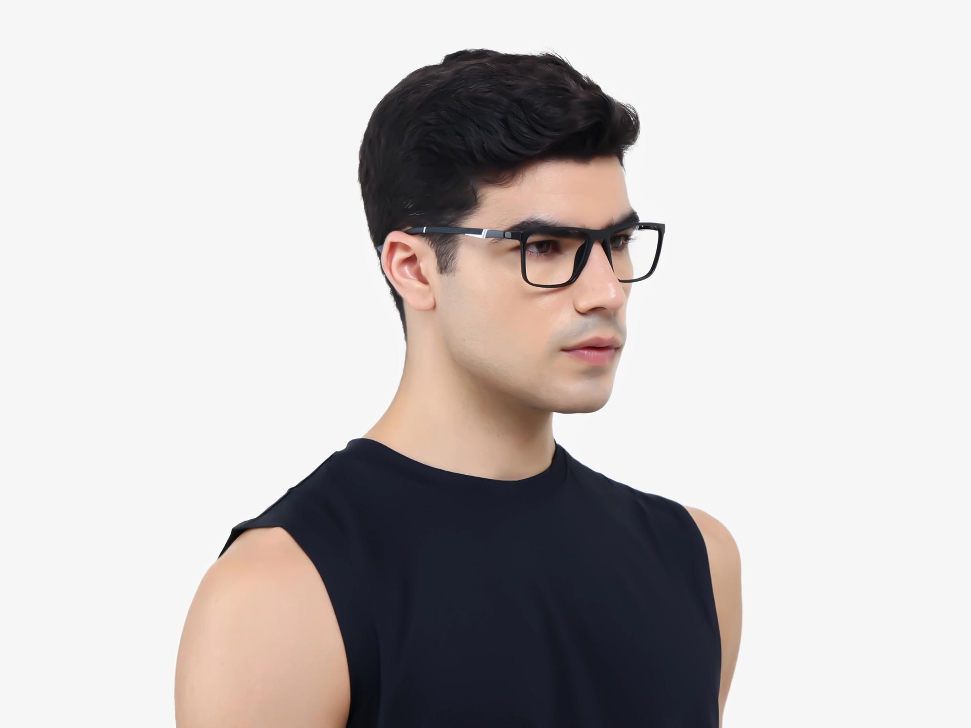 Black & White Sports Square Fullrim Glasses-1