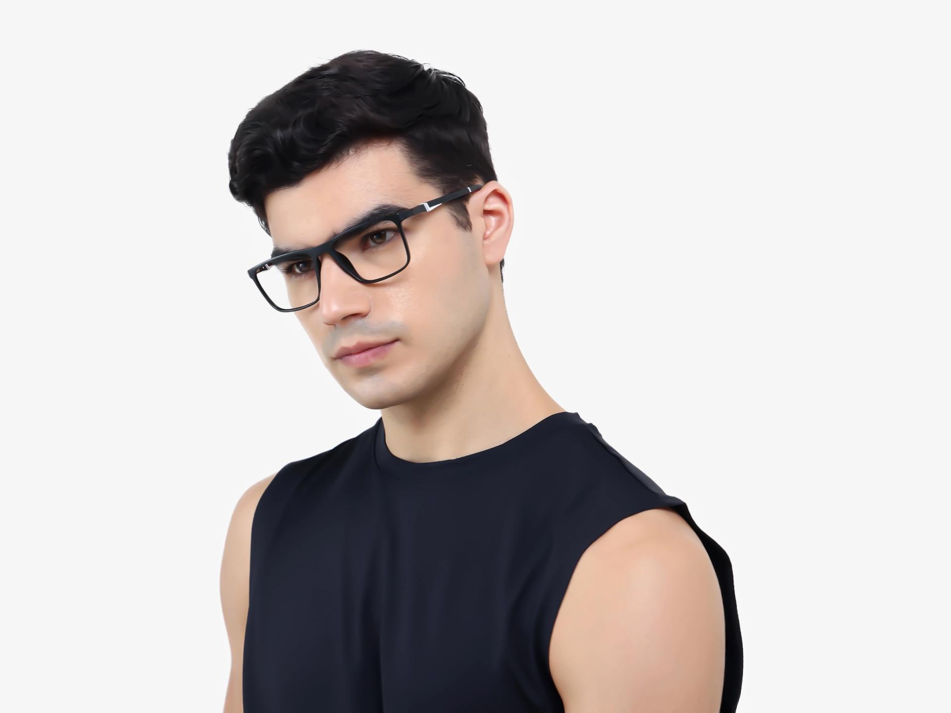 Black & White Sports Square Fullrim Glasses-1