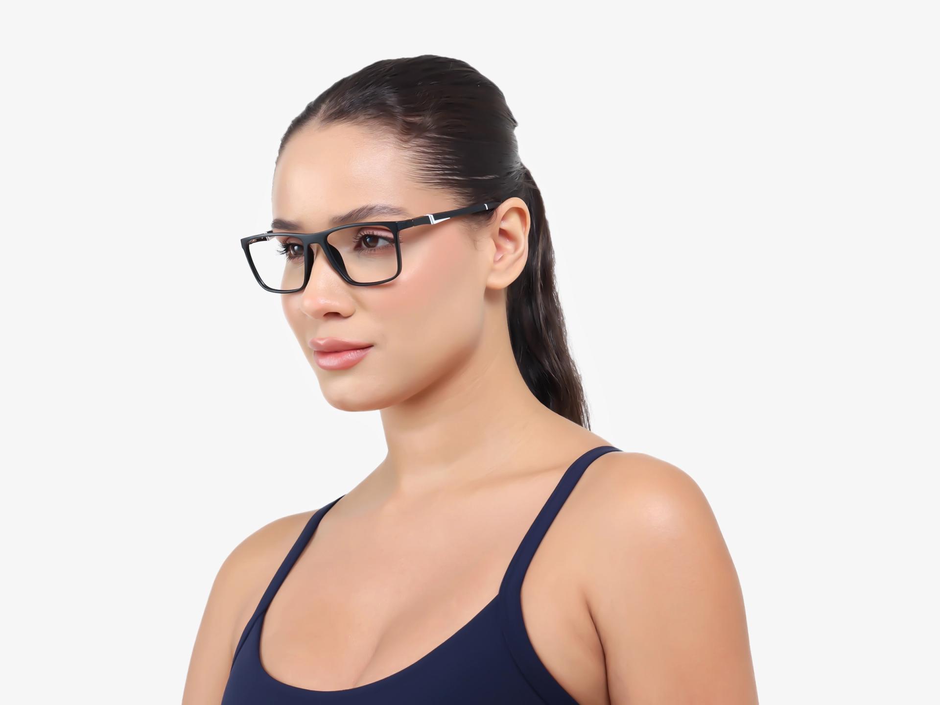 Black & White Sports Square Fullrim Glasses-1