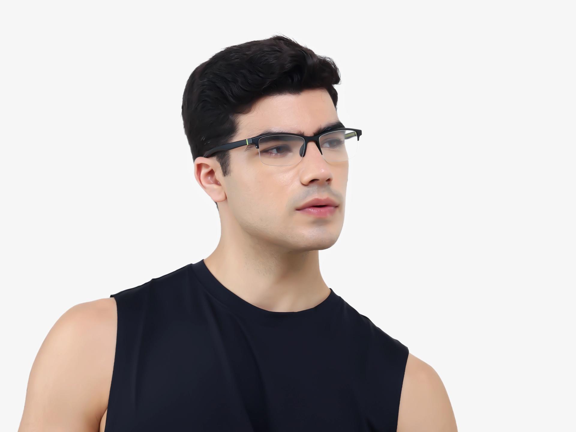 Black & Neon Rectangular Sports Spectacles-