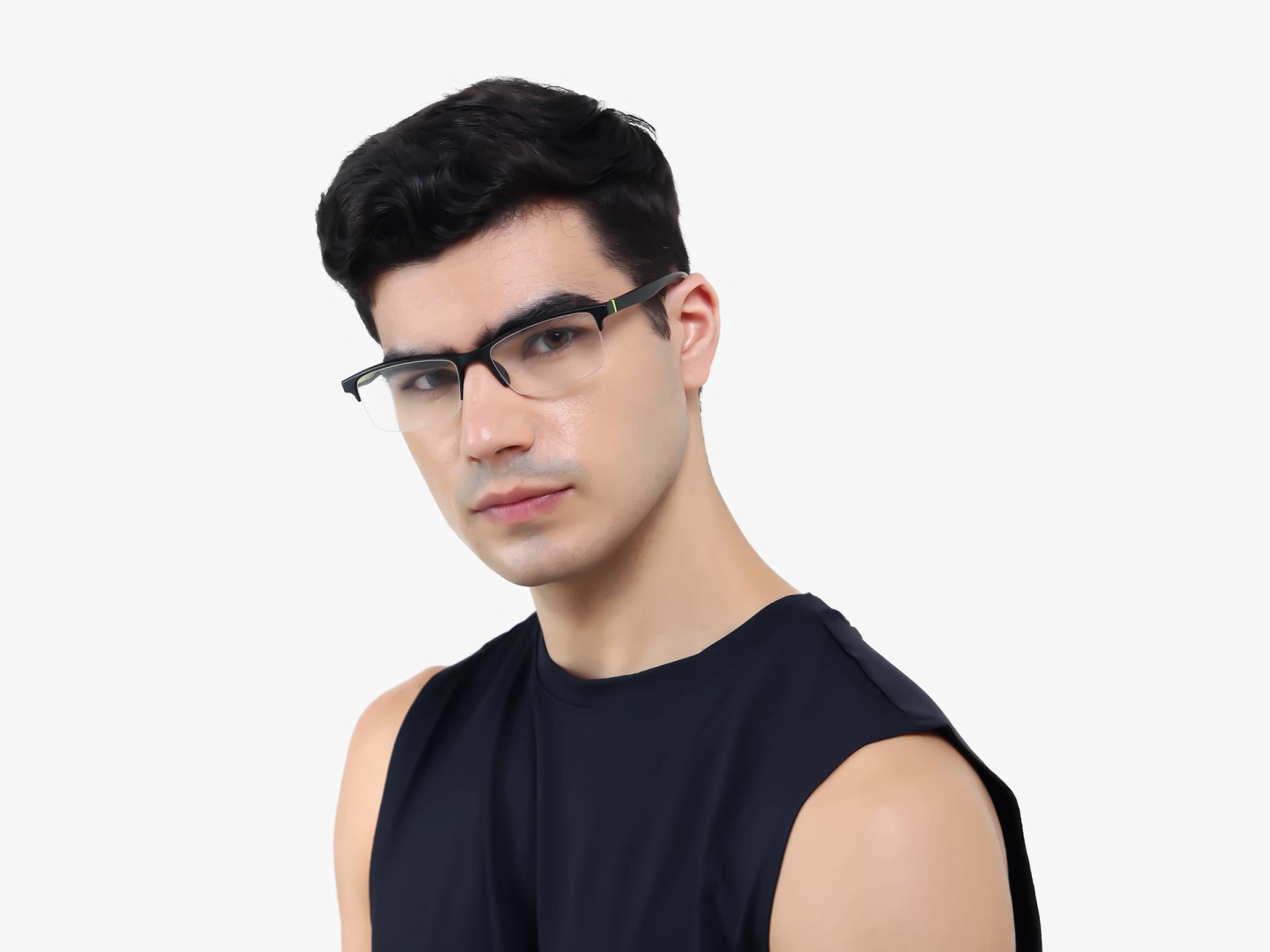 Black & Neon Rectangular Sports Spectacles-