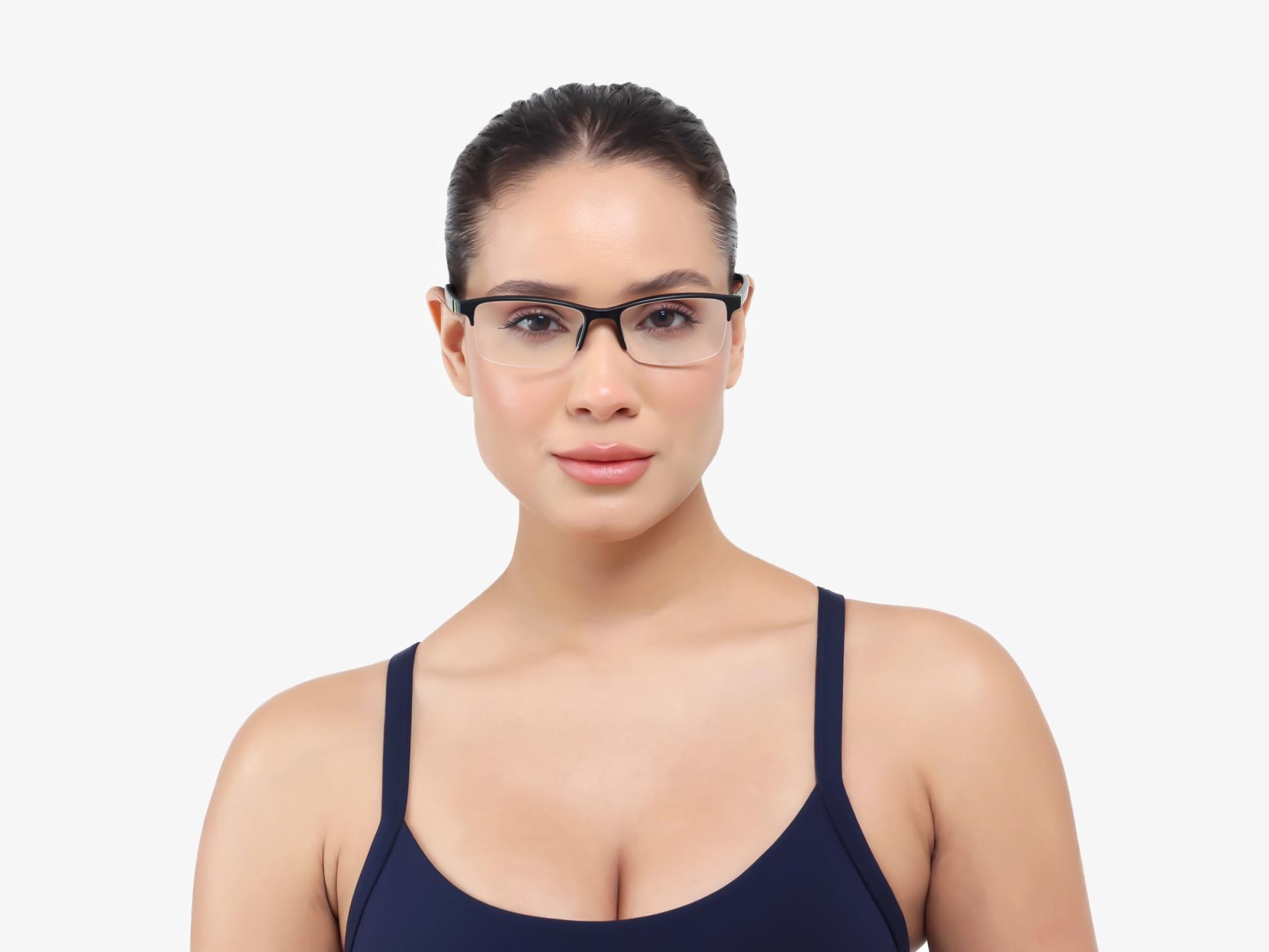 Black & Neon Rectangular Sports Spectacles-