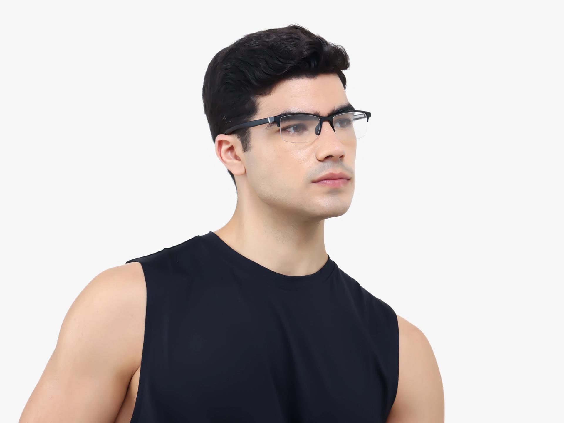 Black & White Rectangular Sports Spectacles-