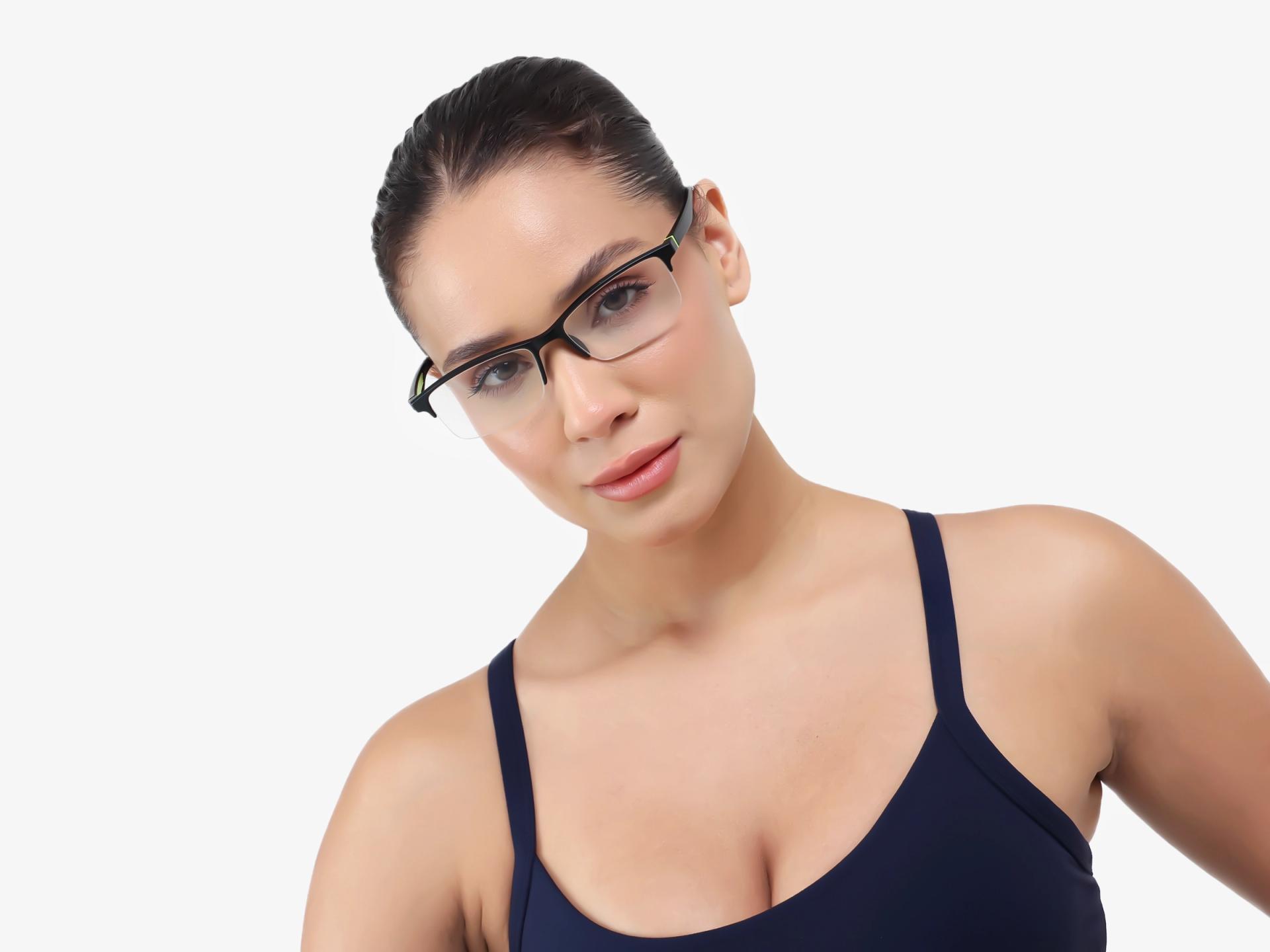 Black & Neon Rectangular Sports Spectacles-