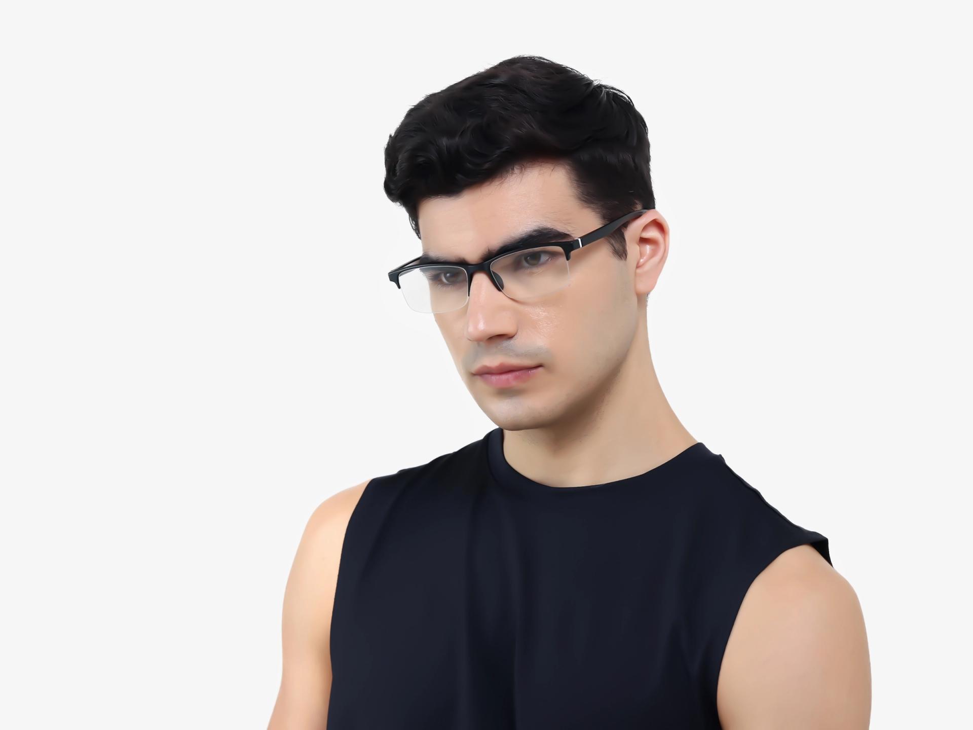 Black & White Rectangular Sports Spectacles-