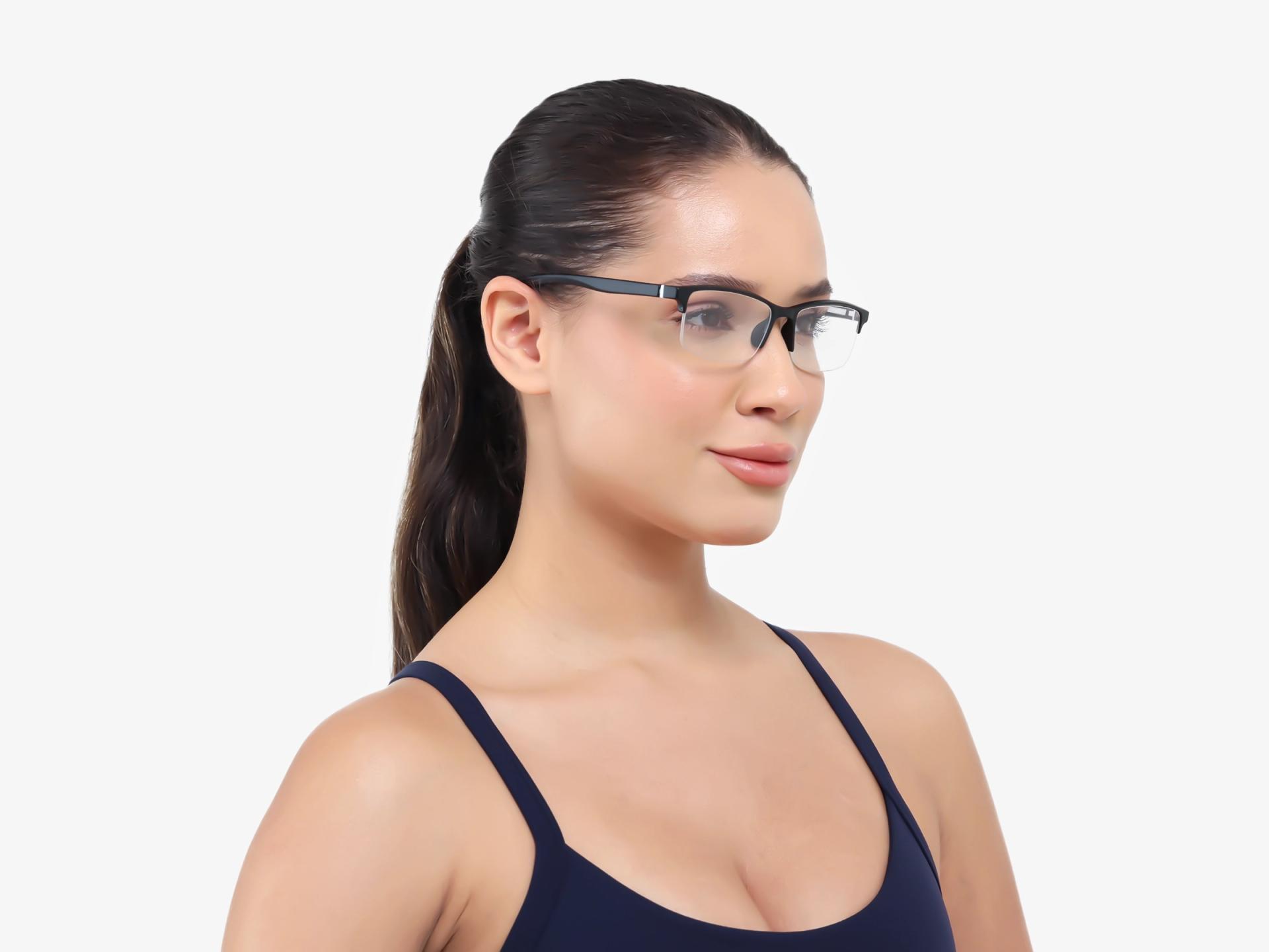 Black & White Rectangular Sports Spectacles-