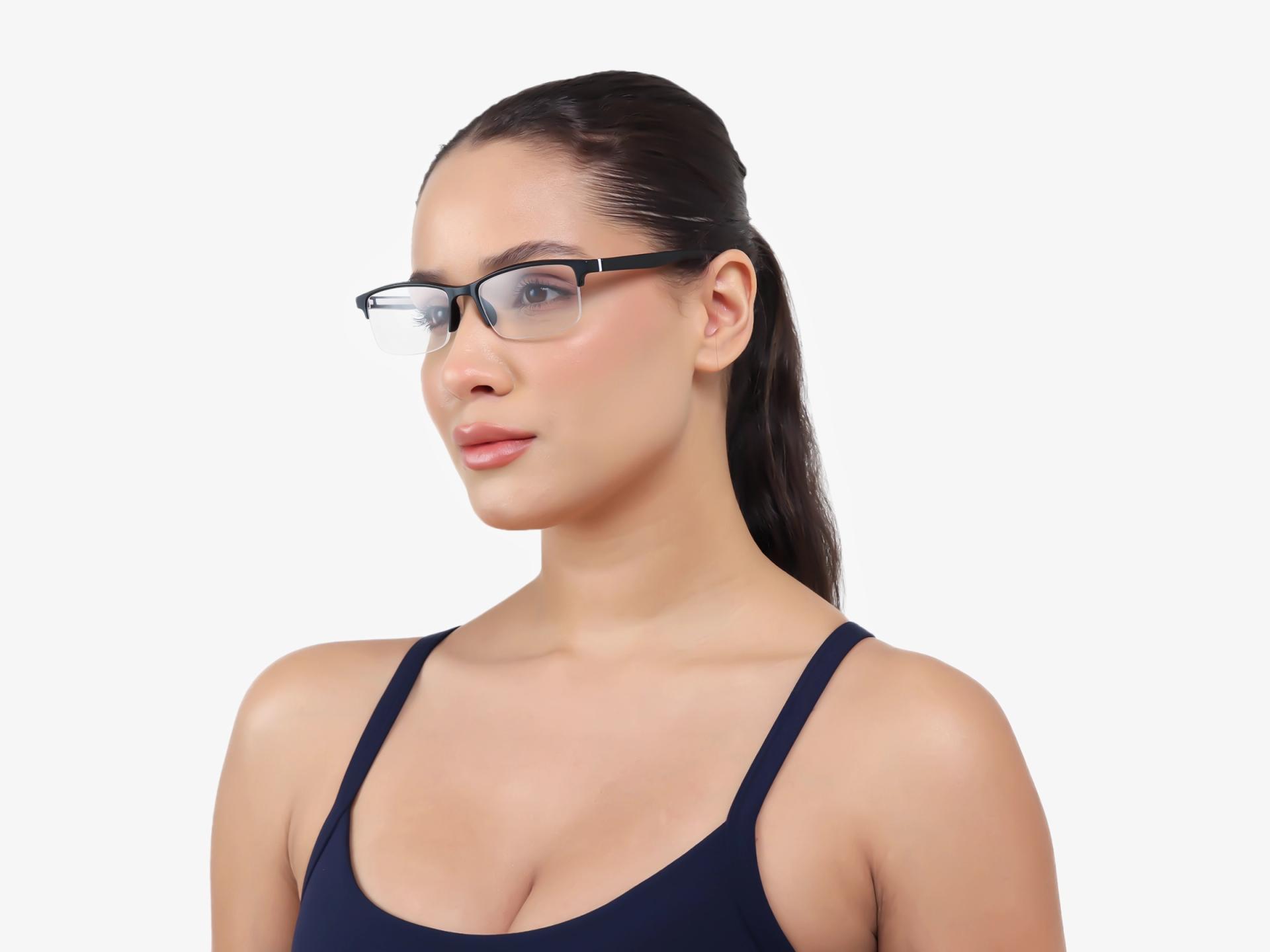Black & White Rectangular Sports Spectacles-