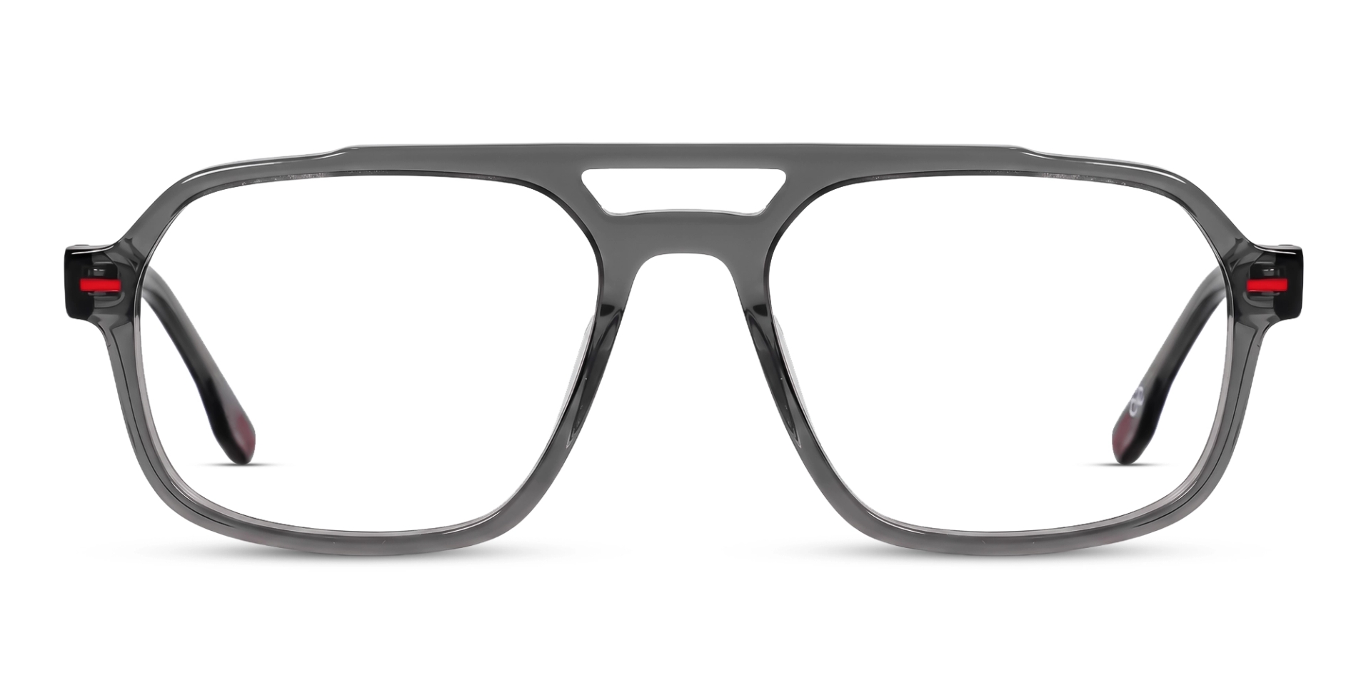 Crystal Grey Pilot Fullrim Double Bridge Glasses
