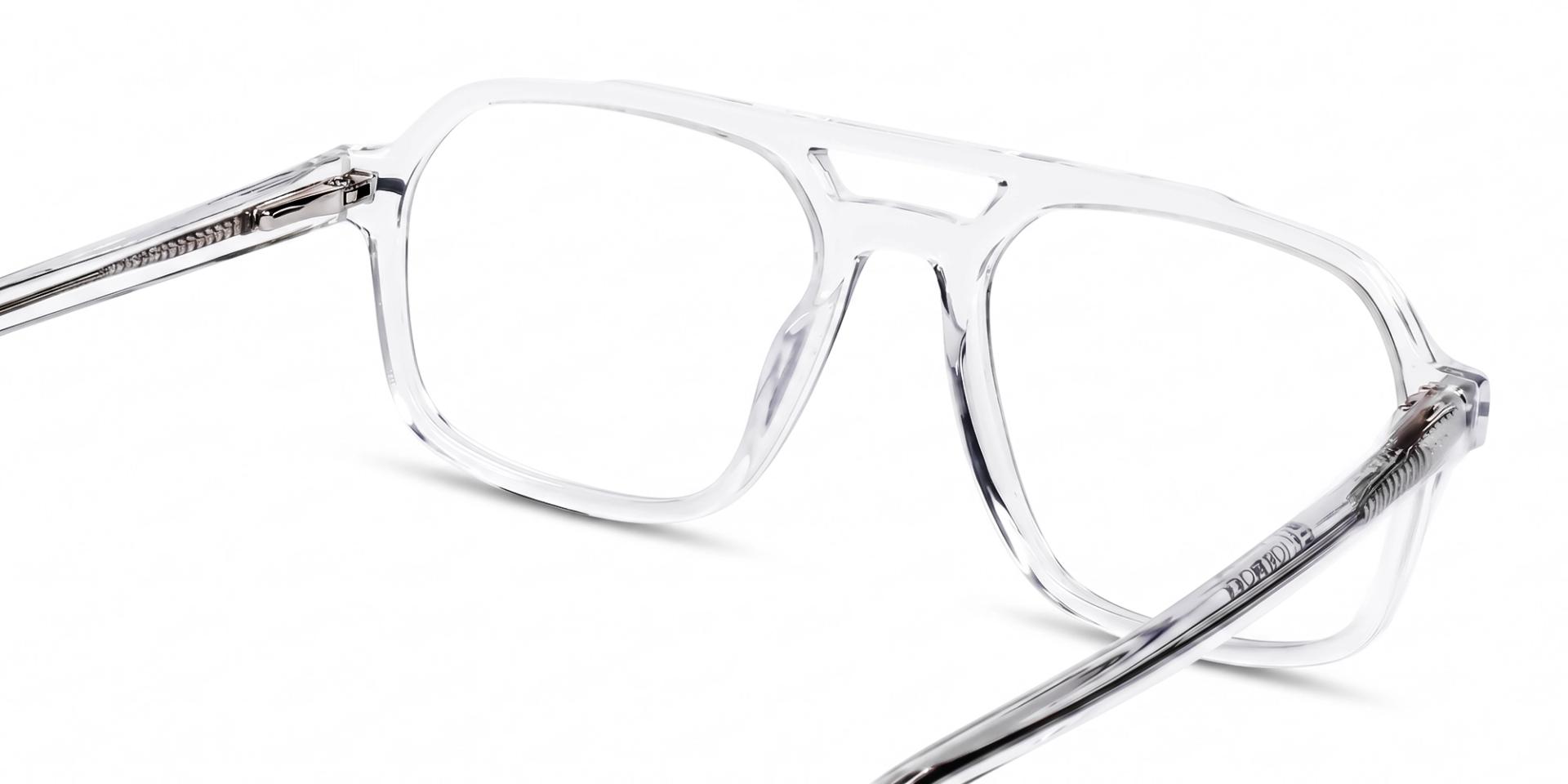 Crystal Clear Pilot Fullrim Double Bridge Glasses