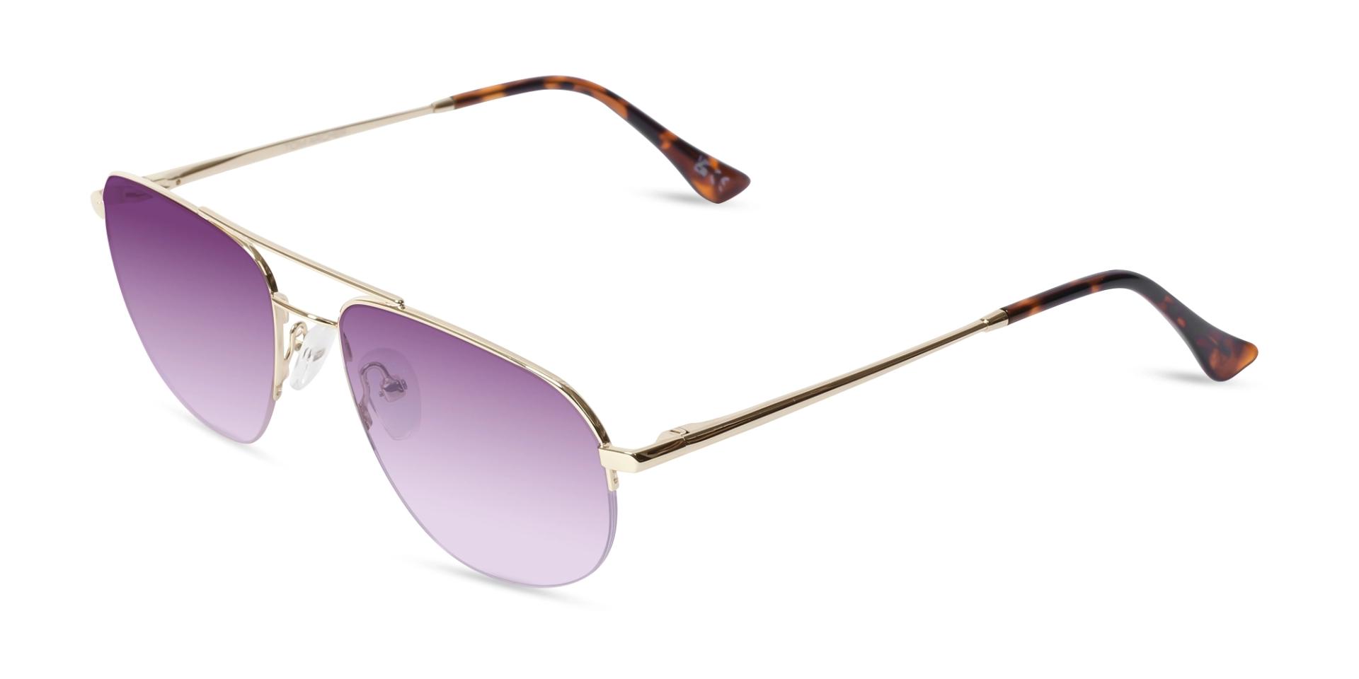 Gold Metal Frame With Purple Tint Sunglasses Gold Metal Frame With Purple Tint Sunglasses