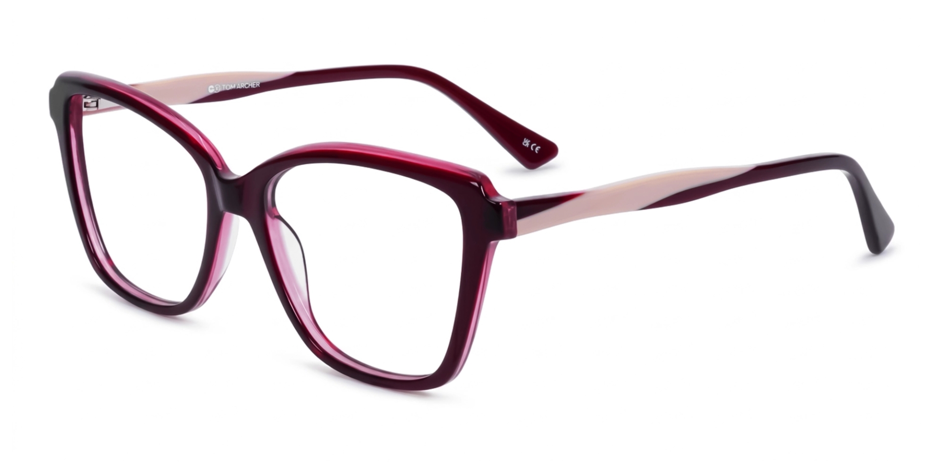 Crystal Red Acetate Square Butterfly Glasses